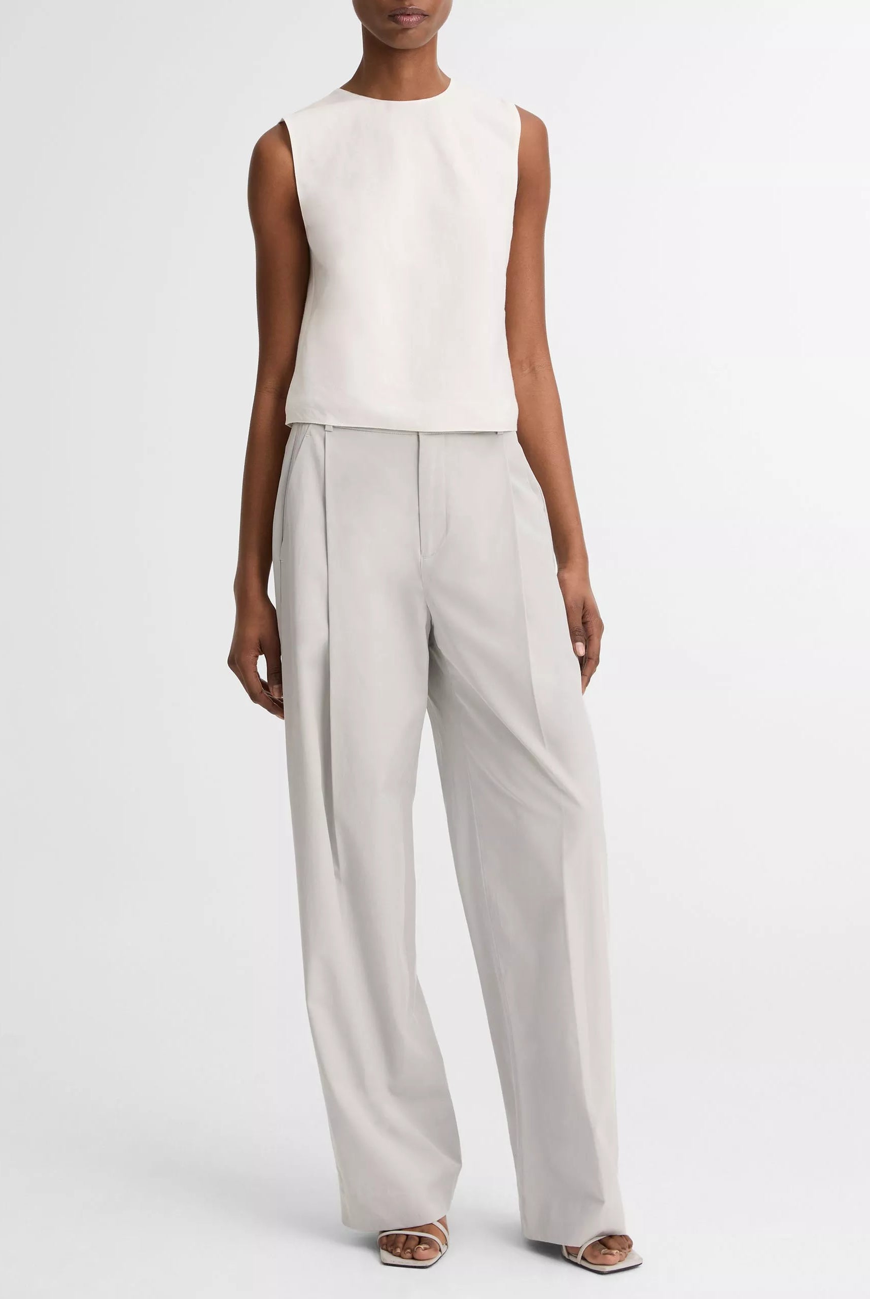 Linen Crew Neck Tank - Optic White by Vince — view 4