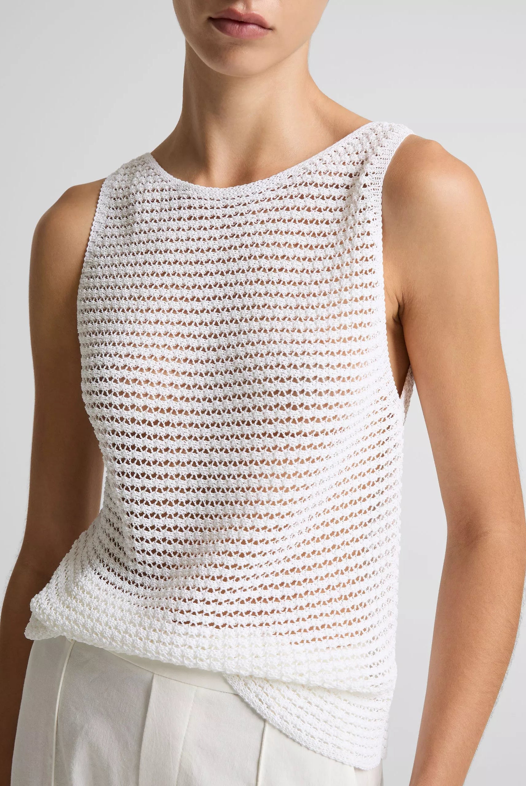 Italian Cotton-Blend Cord Tank - Optic White by Vince — alternate view