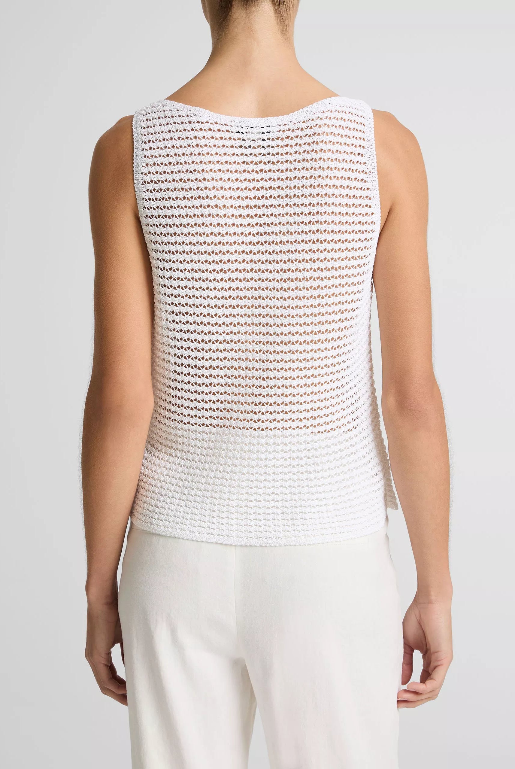 Italian Cotton-Blend Cord Tank - Optic White by Vince — view 3