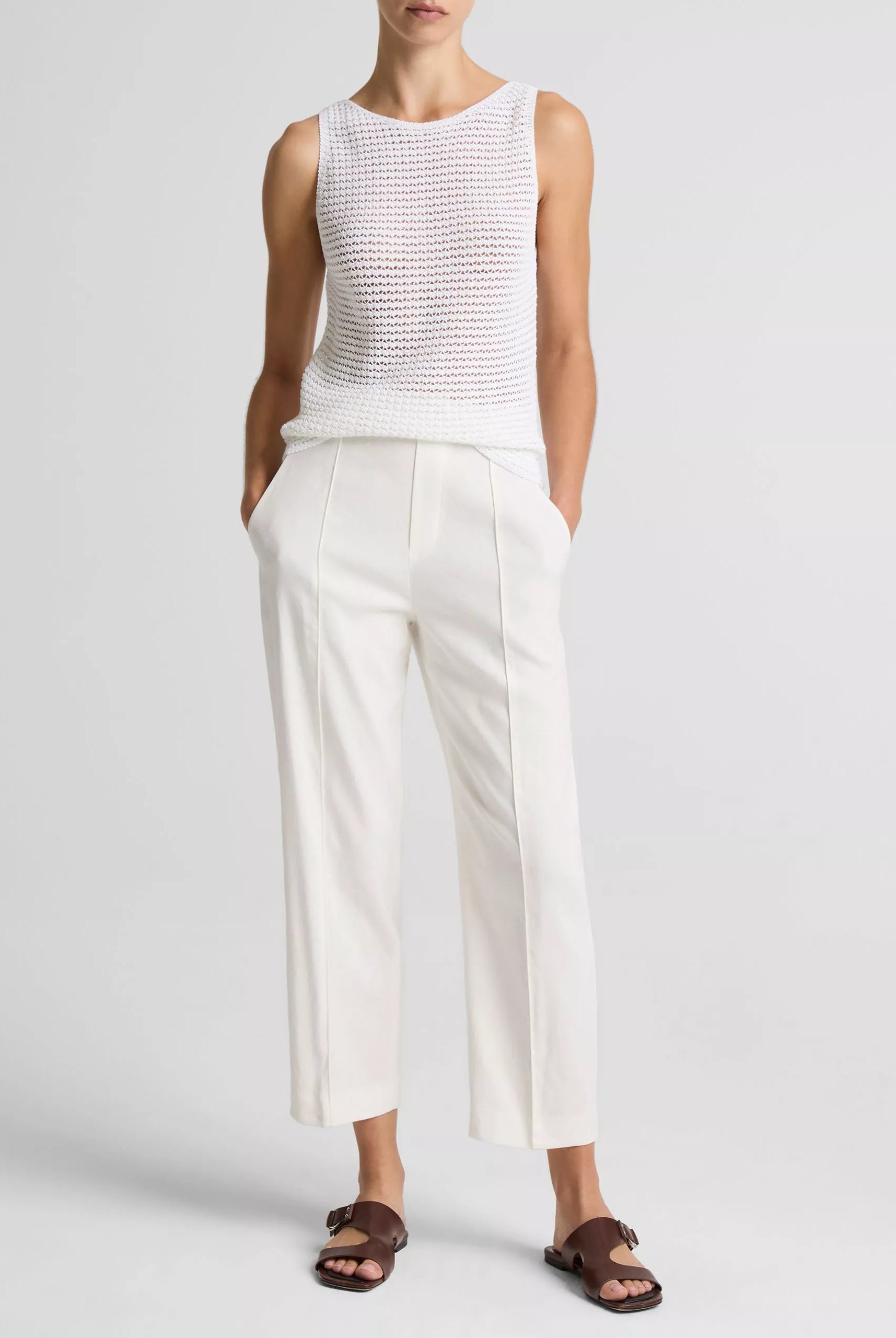 Italian Cotton-Blend Cord Tank - Optic White by Vince — view 4