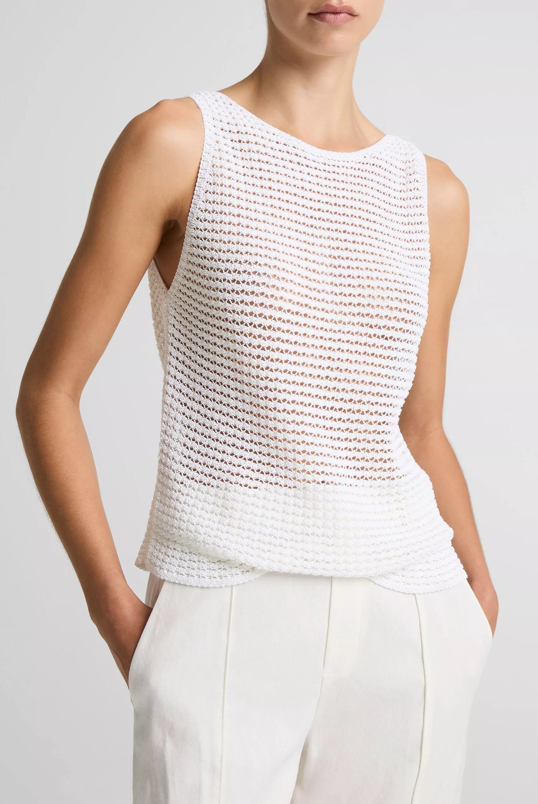 Italian Cotton-Blend Cord Tank - Optic White by Vince | 25 South Boutiques