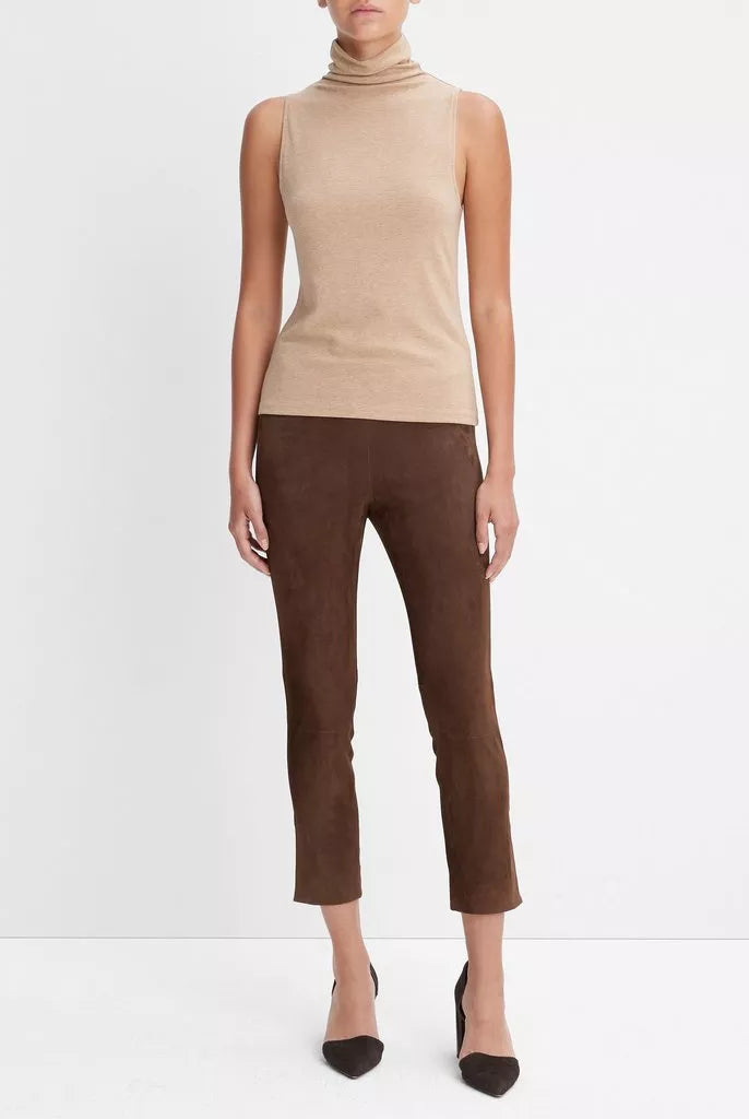Sleeveless Turtleneck Top - Heather Cashew by Vince — view 4