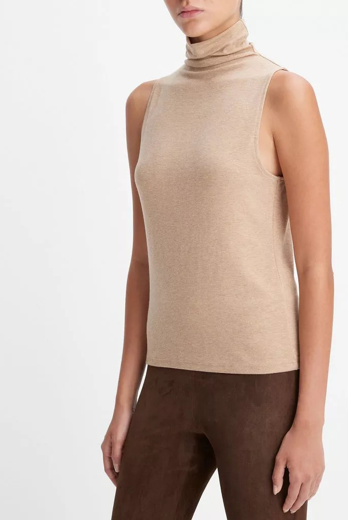 Sleeveless Turtleneck Top - Heather Cashew by Vince | 25 South Boutiques