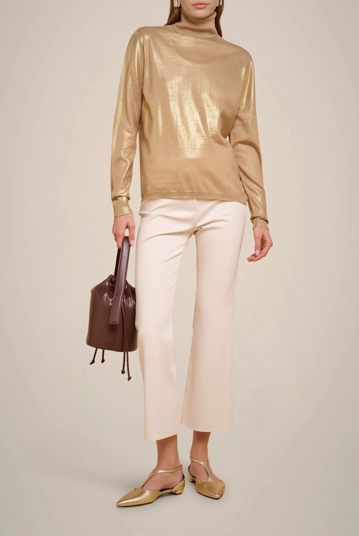 Ankle Flared Trousers - Almond by Liviana Conti | 25 South Boutiques