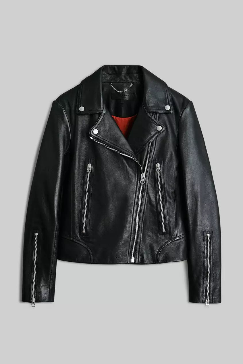 Mack Leather Jacket - Black by Rag & Bone — view 6