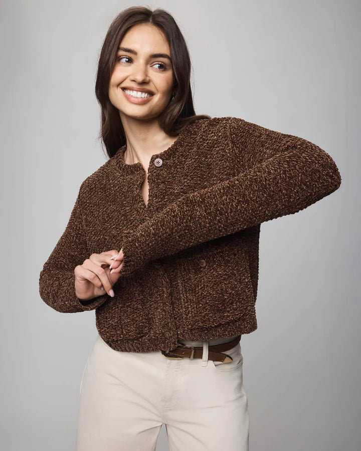 Andrea Chenille Crop Cardigan - Cedar Brown by Splendid — alternate view