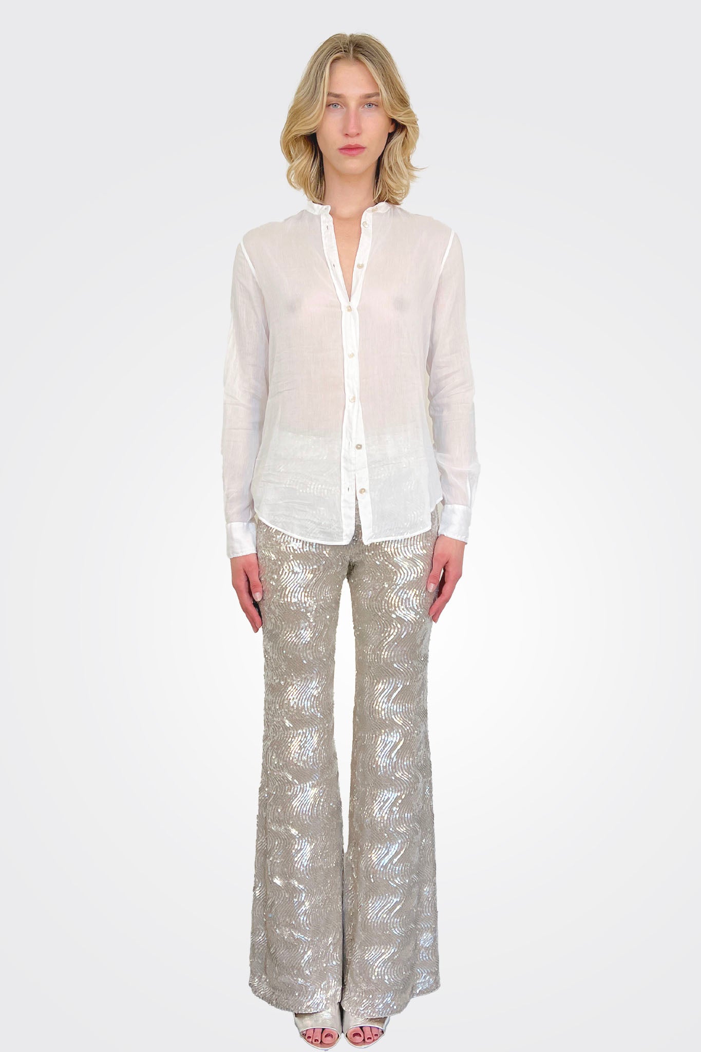 Mandarin Collar Shirt - Bianco by Forte Forte — view 3