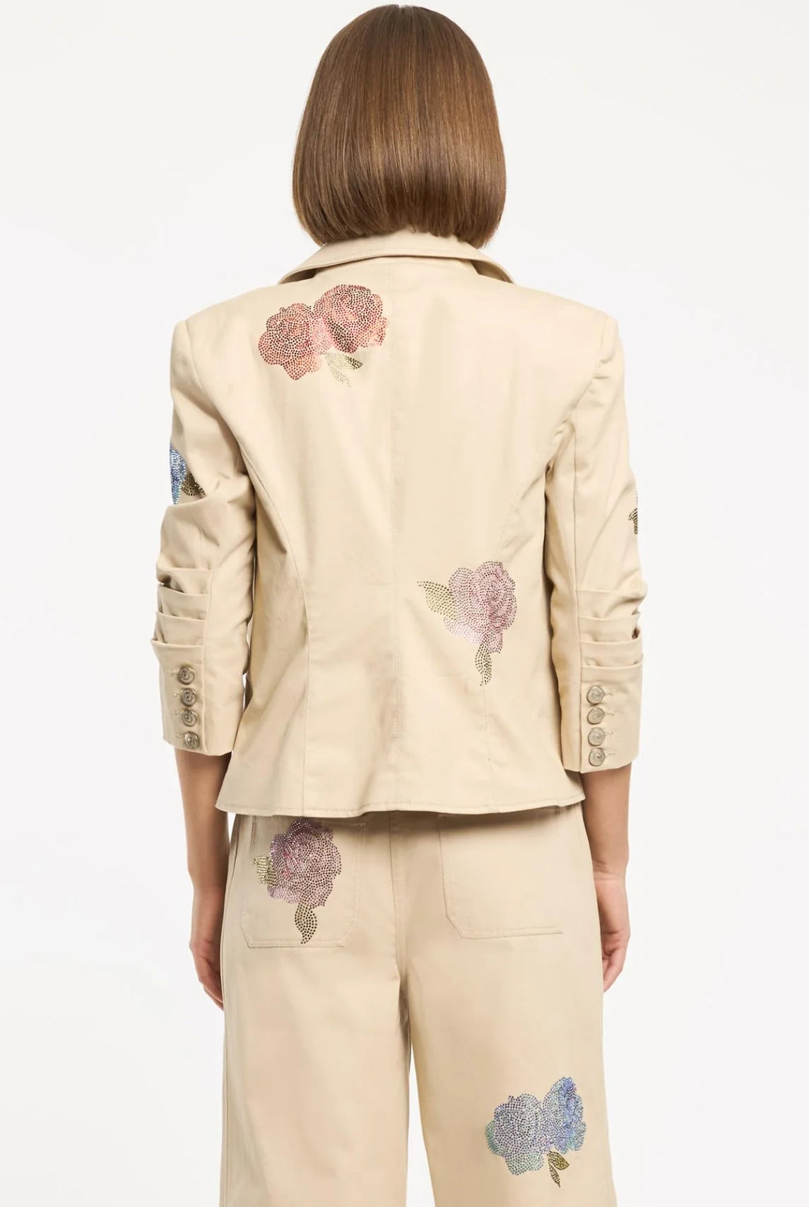 Heatset Roses Le Petit Khloe Blazer - Khaki Multi by Cinq A Sept — view 3