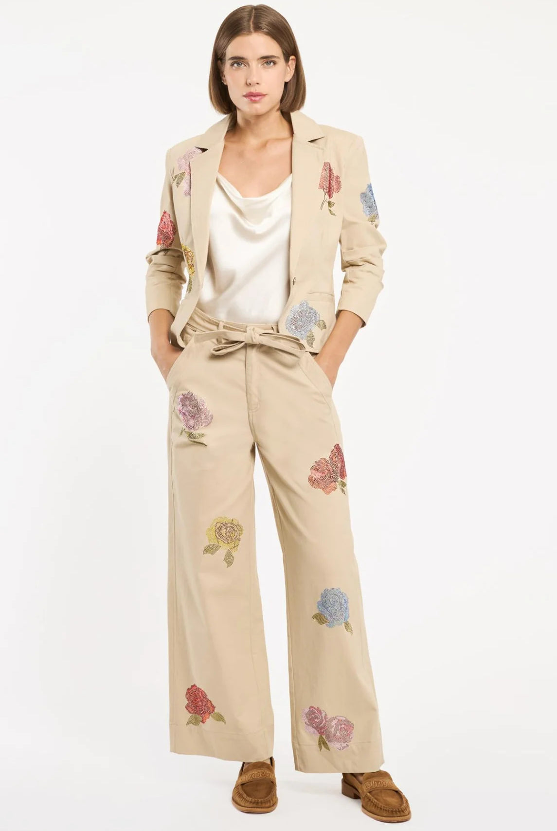 Heatset Roses Le Petit Khloe Blazer - Khaki Multi by Cinq A Sept — view 4