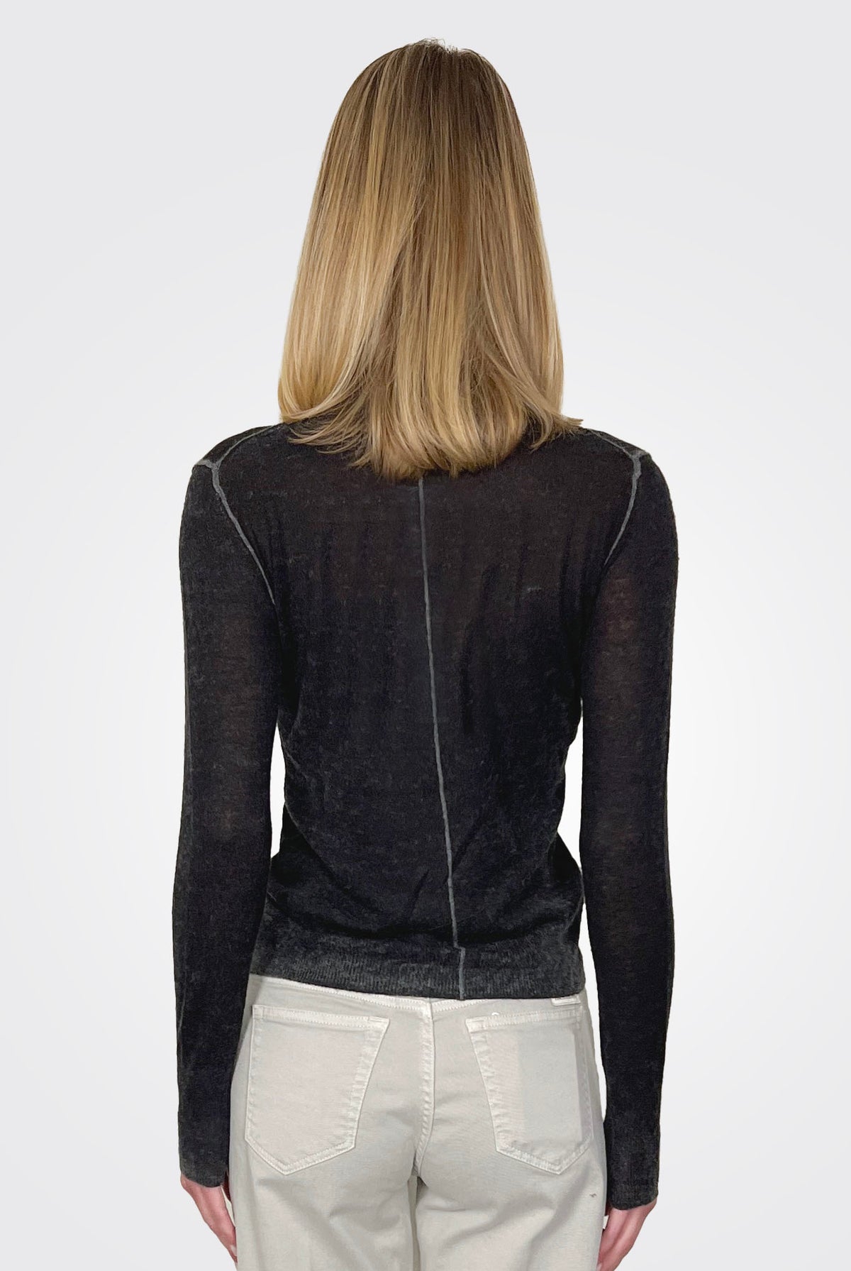 Mockneck Center Seam Top - Black Wash by Autumn Cashmere — alternate view