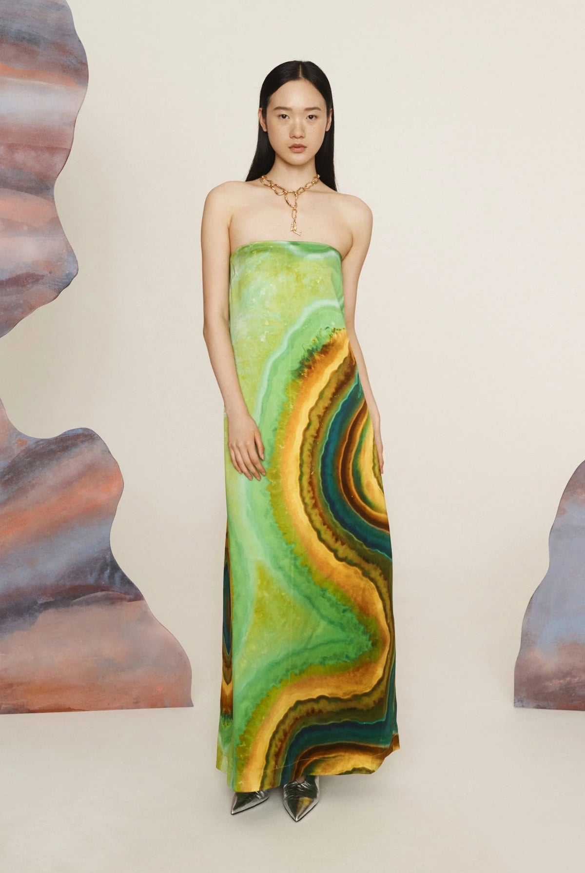 Iris Strapless Dress - Green Multi by Alemais | 25 South Boutiques