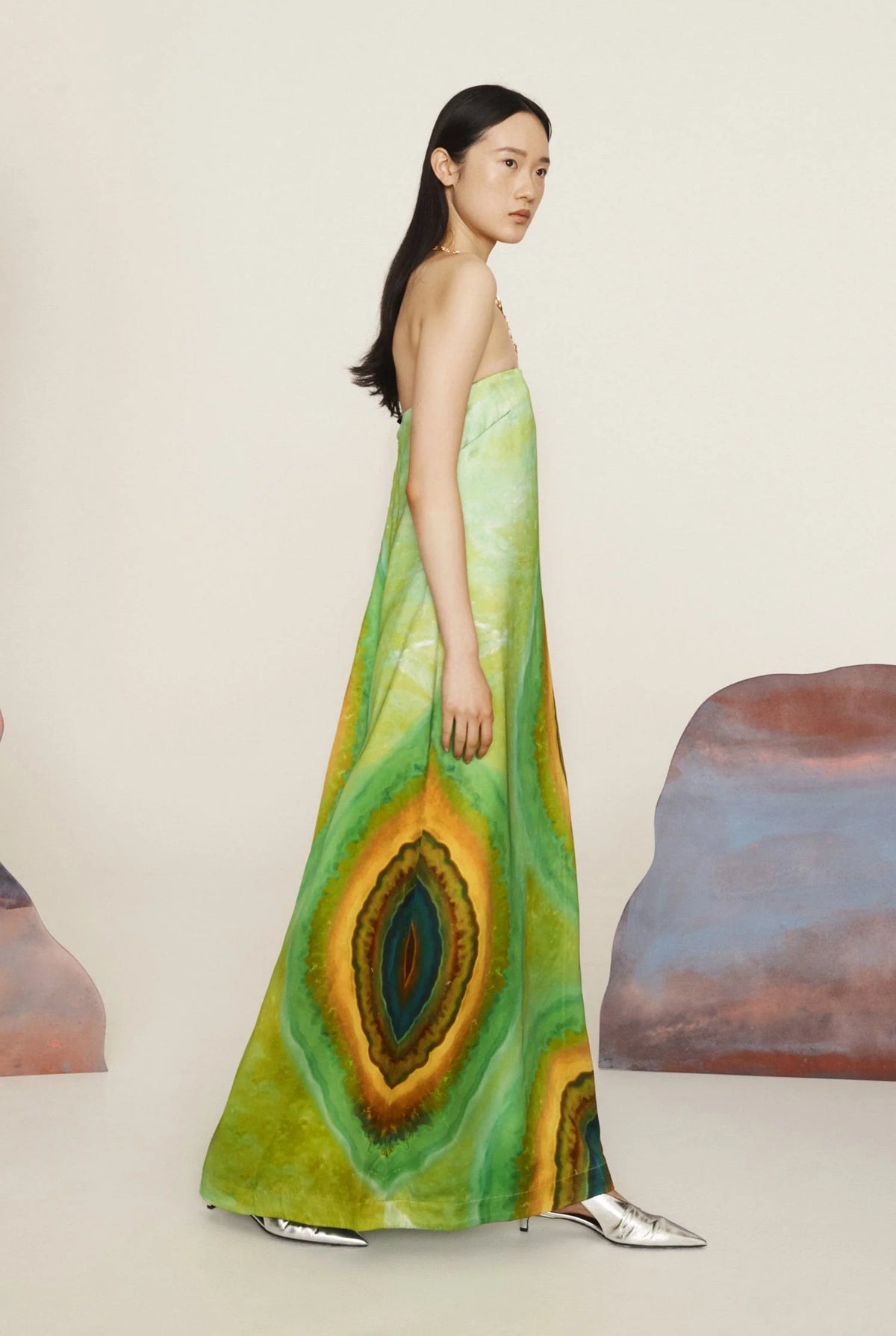 Iris Strapless Dress - Green Multi by Alemais — alternate view