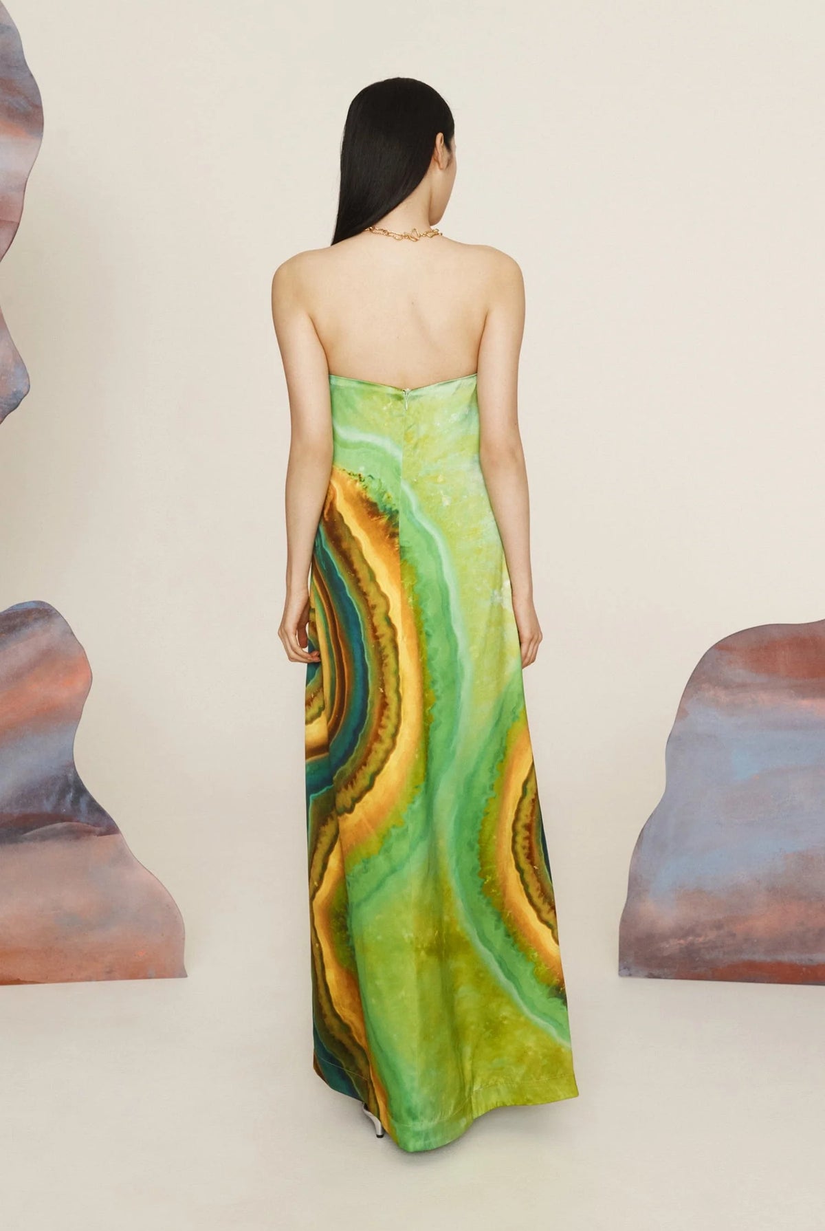 Iris Strapless Dress - Green Multi by Alemais — view 3