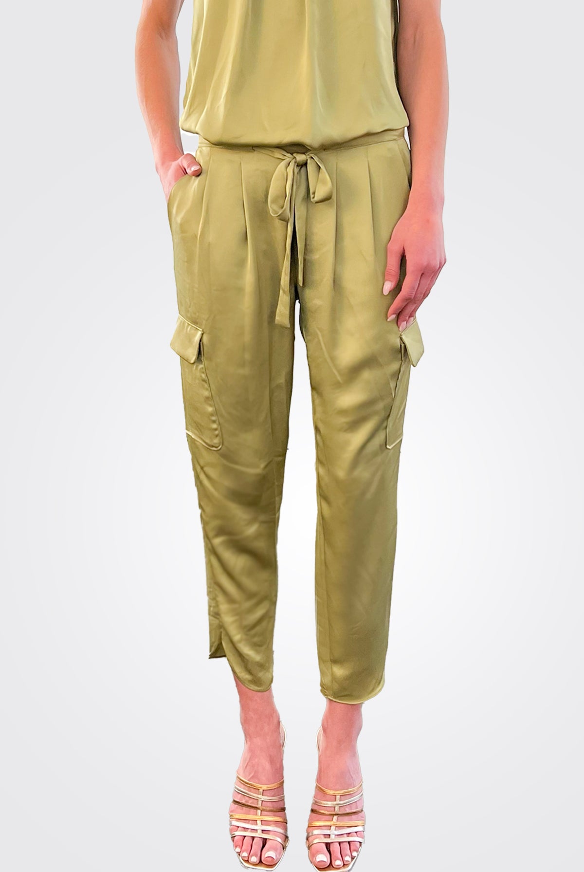 Satin Pocket Allyn Pant - Vintage Olive by Ramy Brook — alternate view