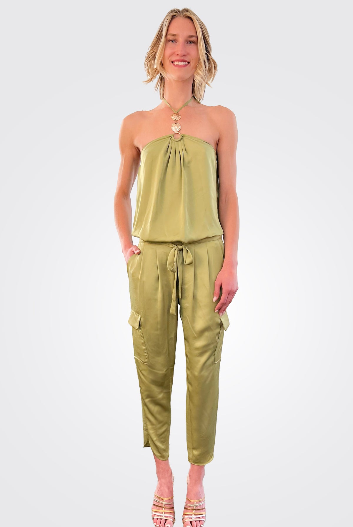 Satin Pocket Allyn Pant - Vintage Olive by Ramy Brook | 25 South Boutiques