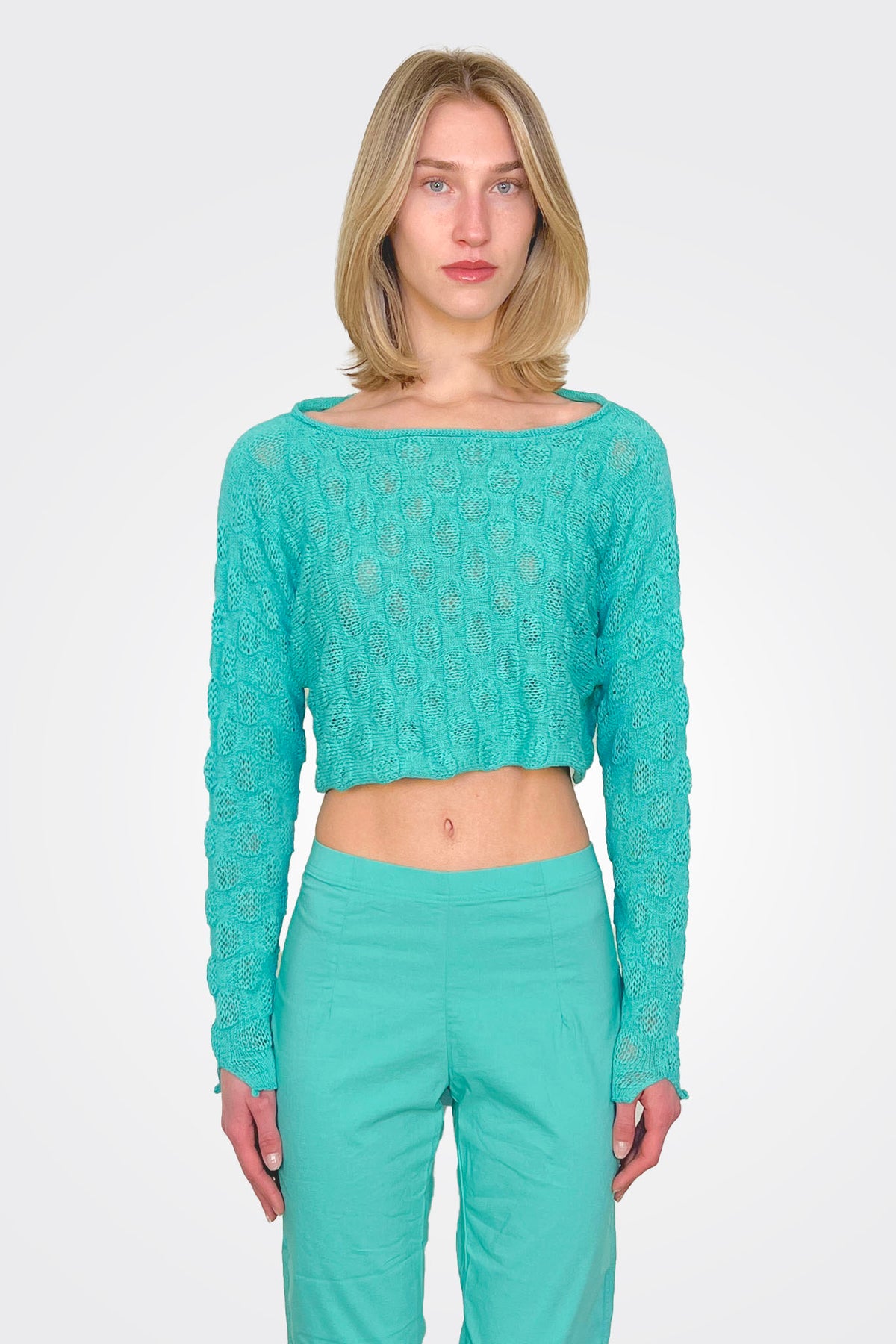 Cropped Sweater - Aqua by Rundholz | 25 South Boutiques