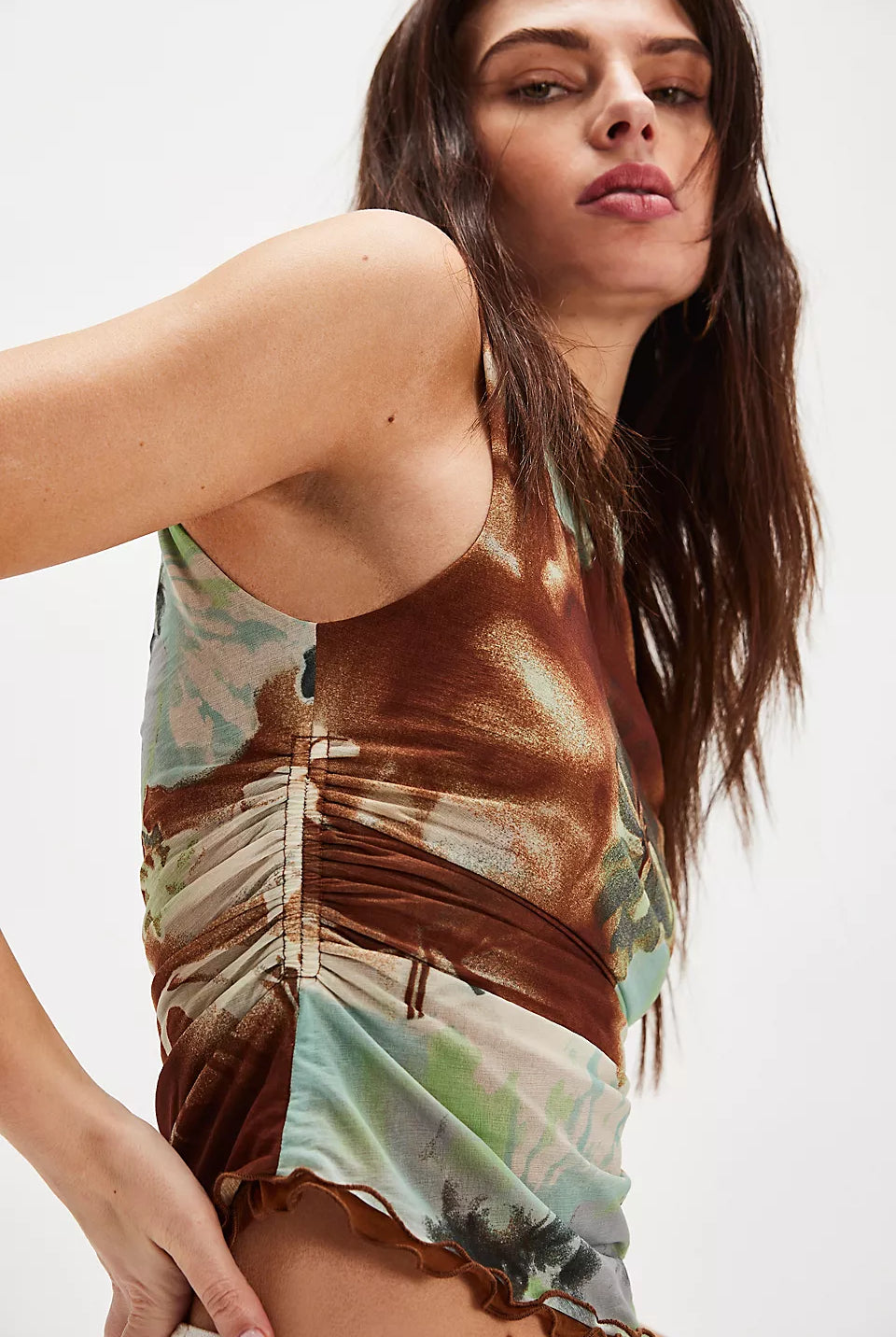 Ash Printed Knit Top - Moss Combo by Free People — view 3