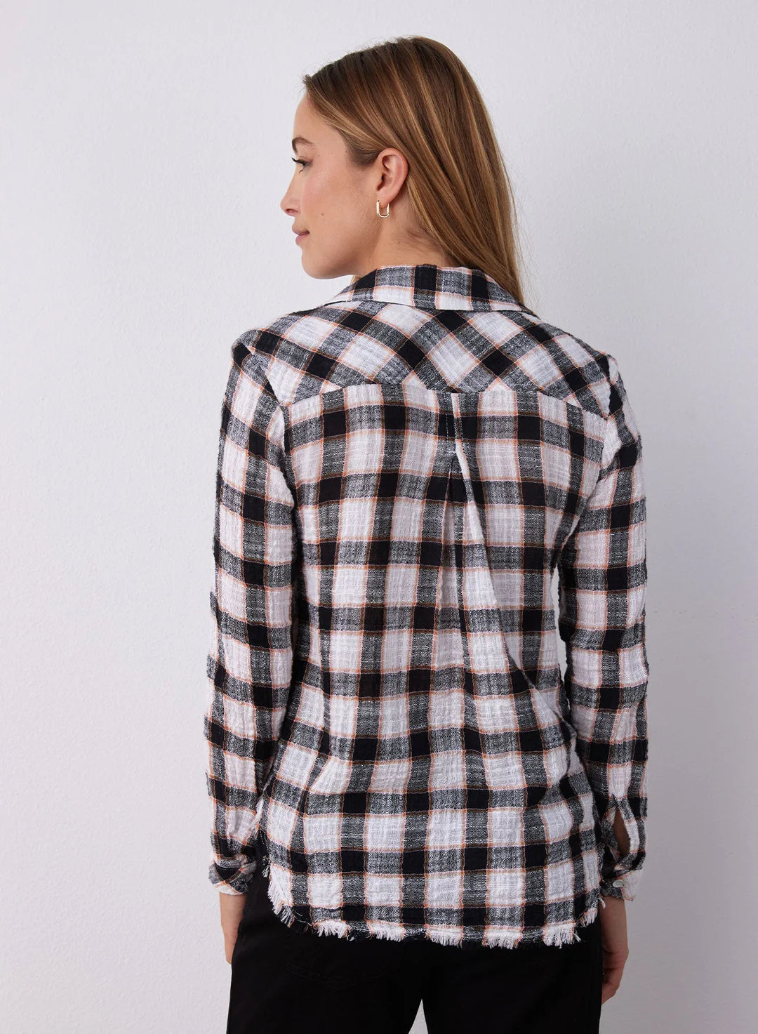 Frayed Hem Button Down - Black & White Check by Bella Dahl — alternate view