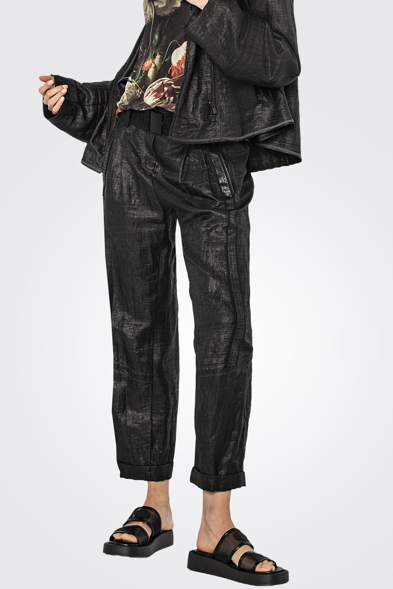 Glossy Linen Trousers - Coal by Beate Heymann — view 4
