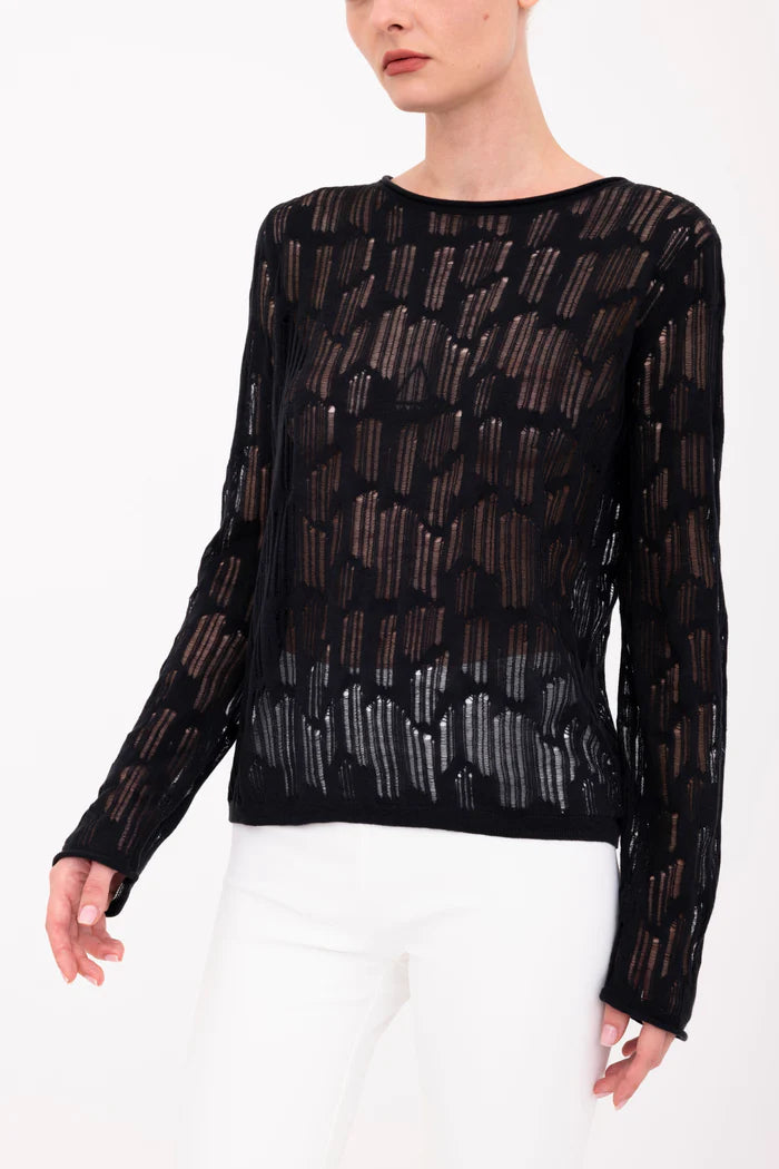 Beni Distressed Cotton Hemp Top - Black by Elaine Kim | 25 South Boutiques