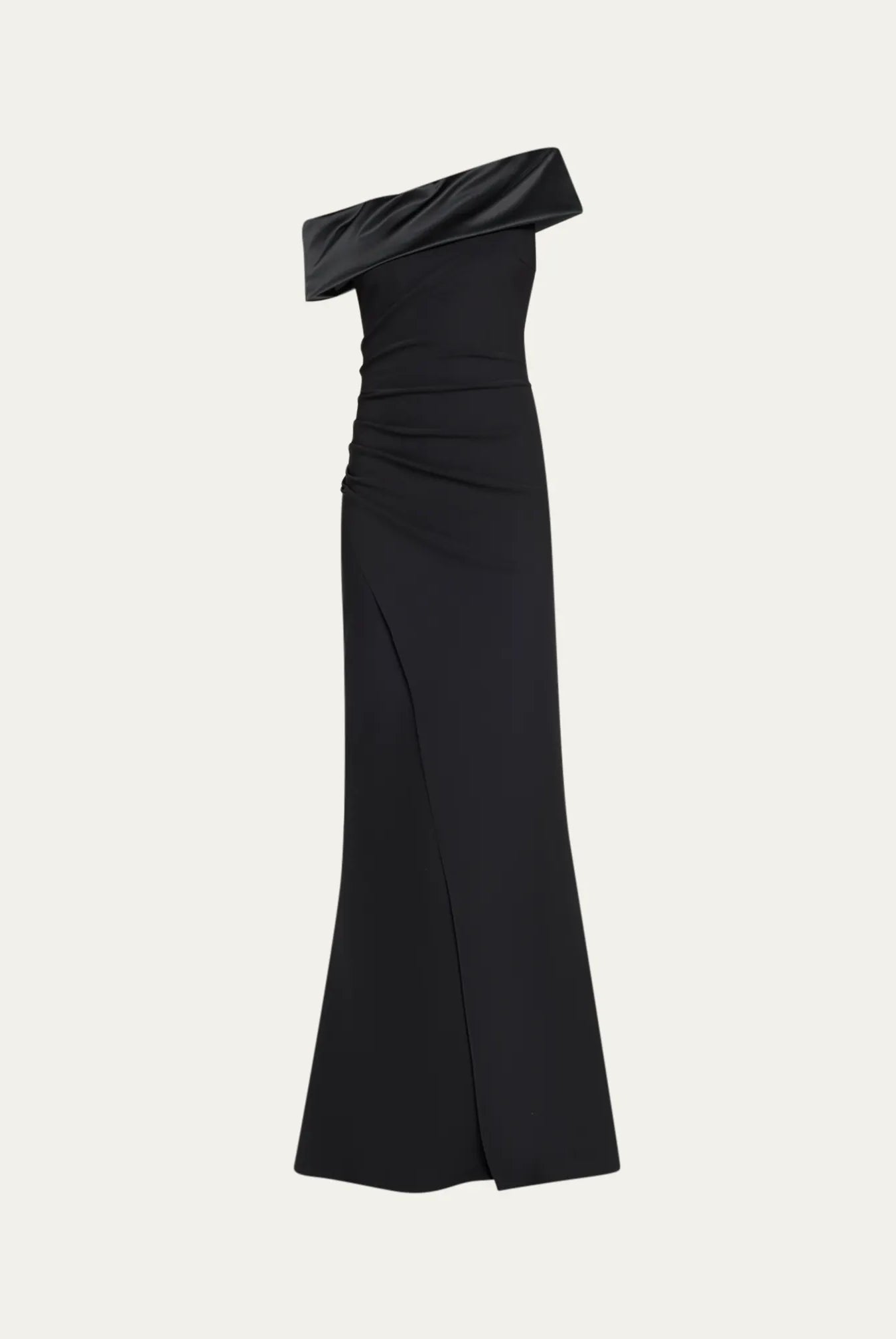 Koppany Ruched One-Shoulder Jersey Trumpet Gown - Black by Chiara Boni — view 4