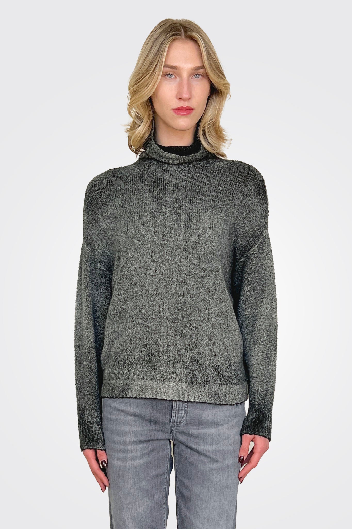 Reversible Knit Turtleneck - Black Grey by Avant Toi | 25 South Boutiques