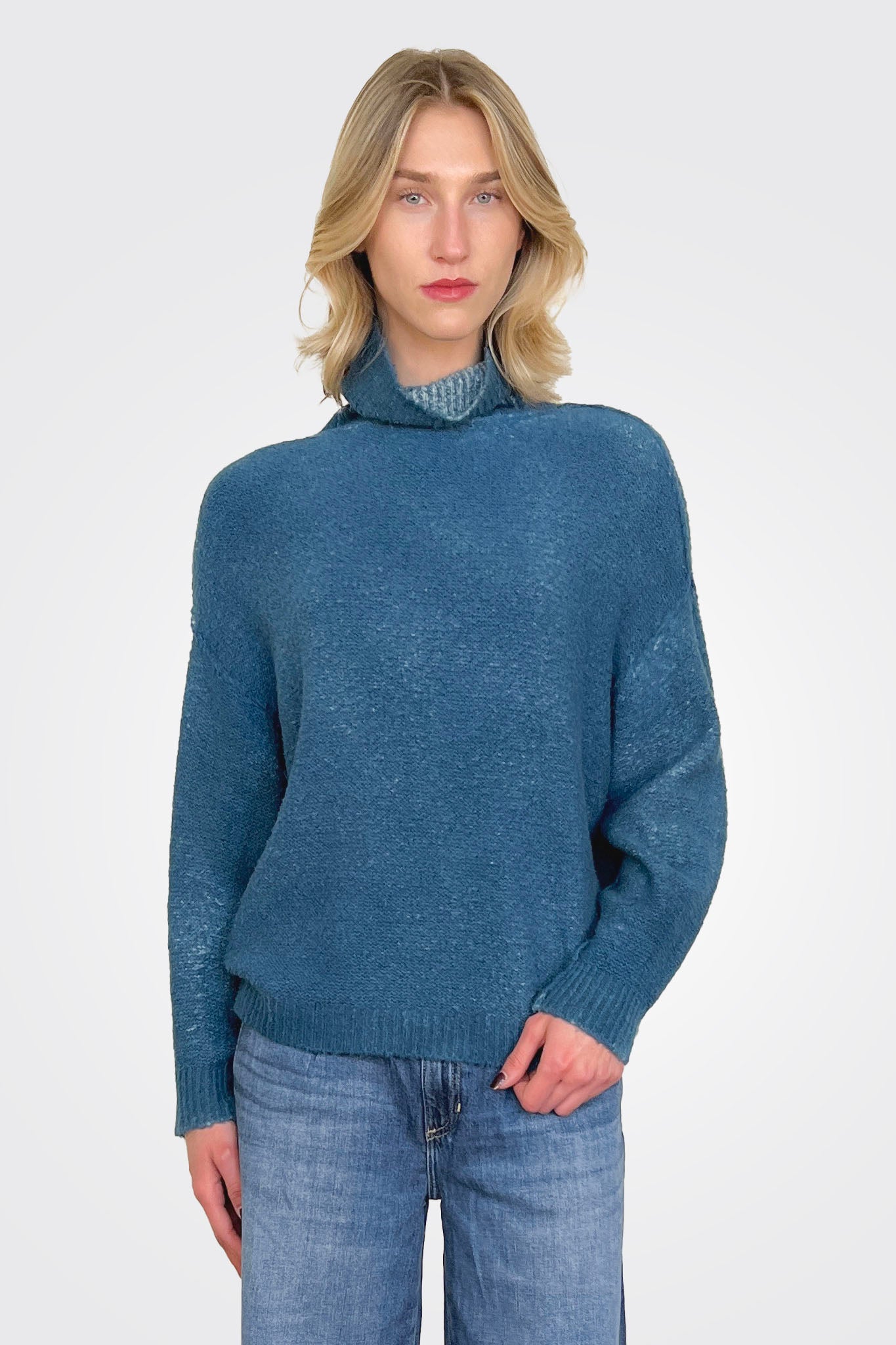 Reversible Knit Turtleneck - Blue Teal by Avant Toi | 25 South Boutiques