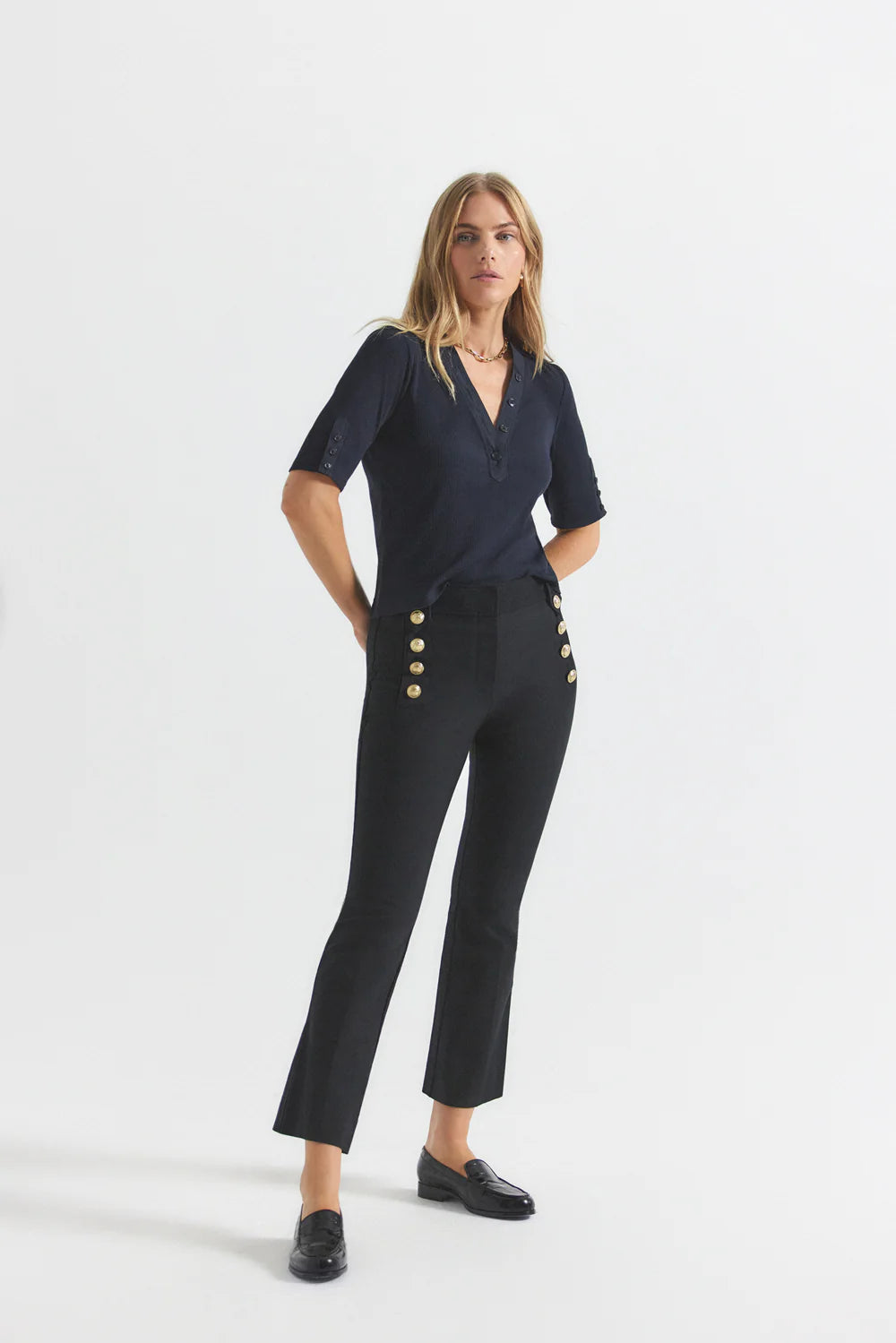 Robertson Crop Flare Trousers - Black by Derek Lam | 25 South Boutiques