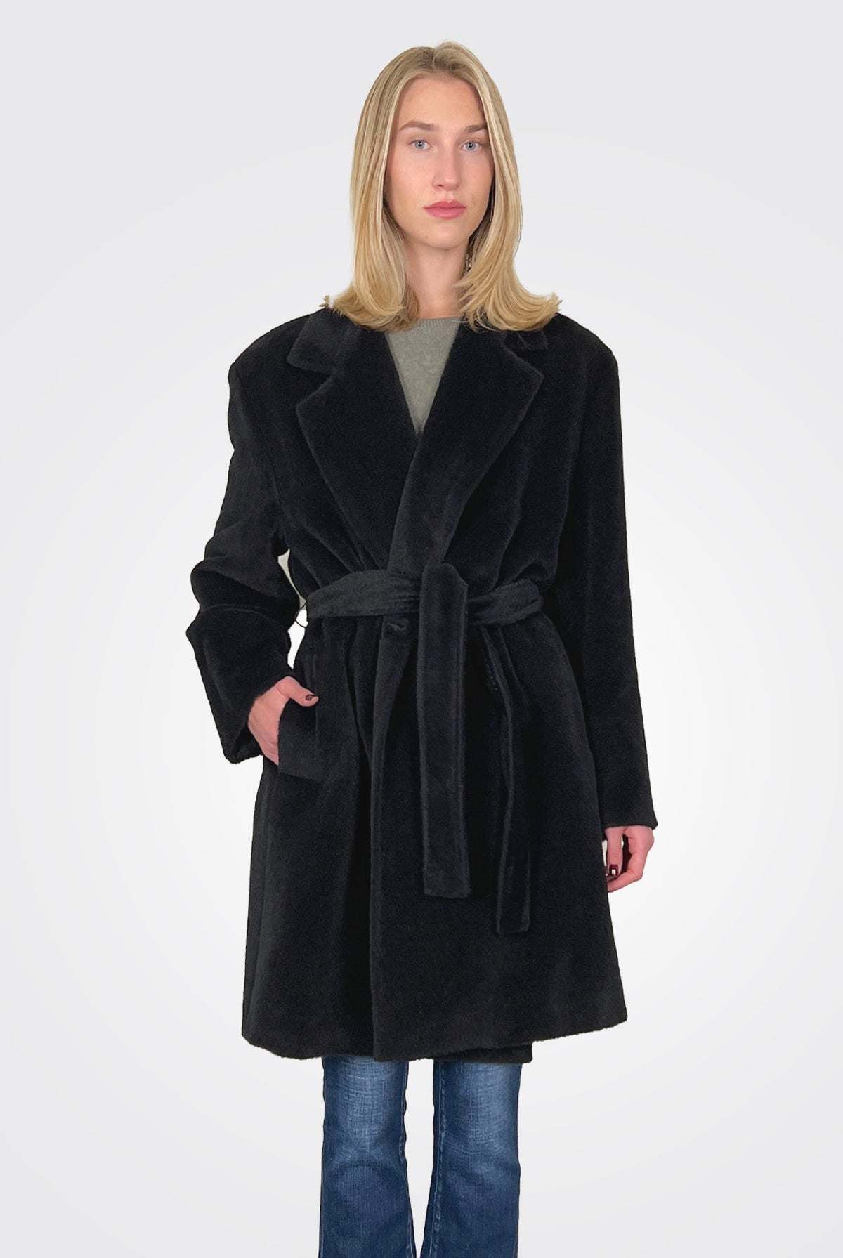 Eolico Belted Wrap Coat - Black by Marella | 25 South Boutiques
