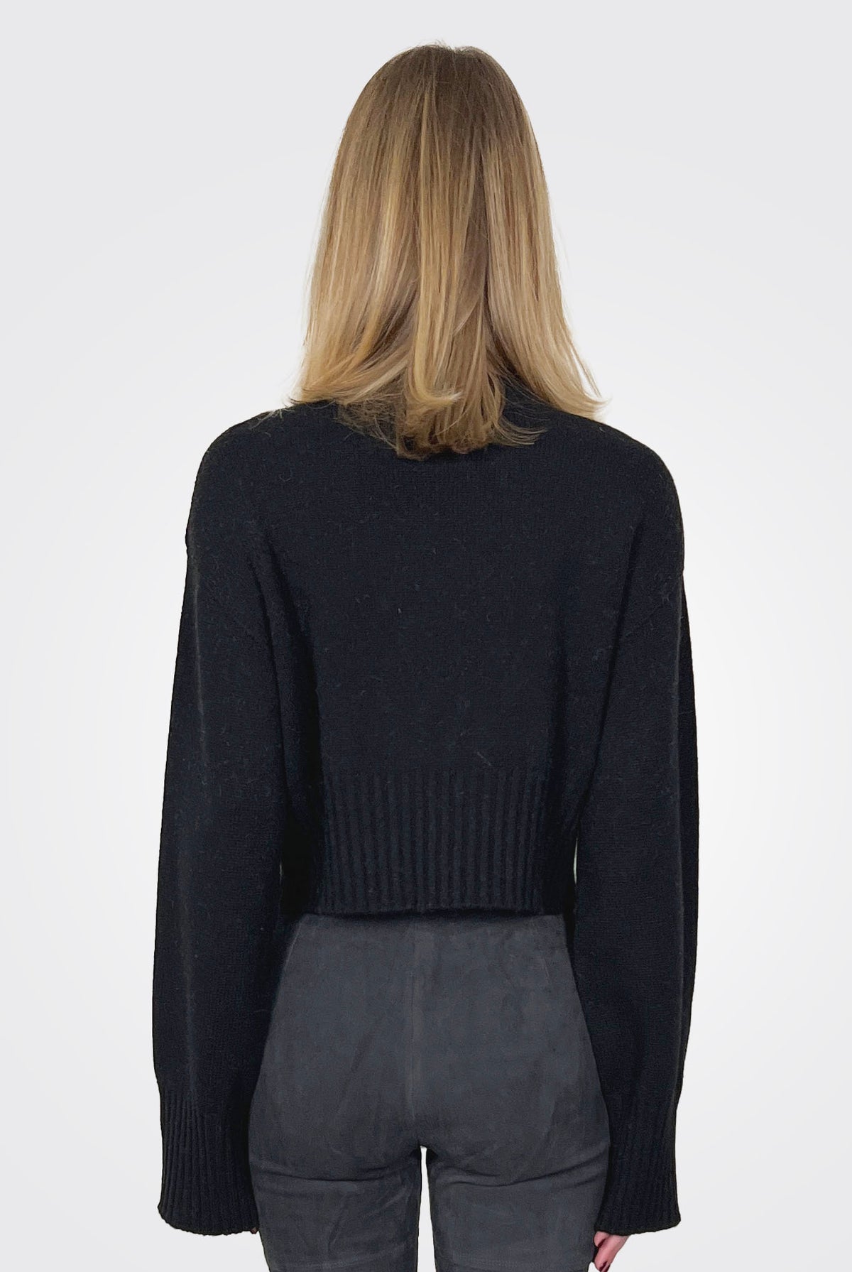 Crop Crew Sweater - Black by Liviana Conti — alternate view