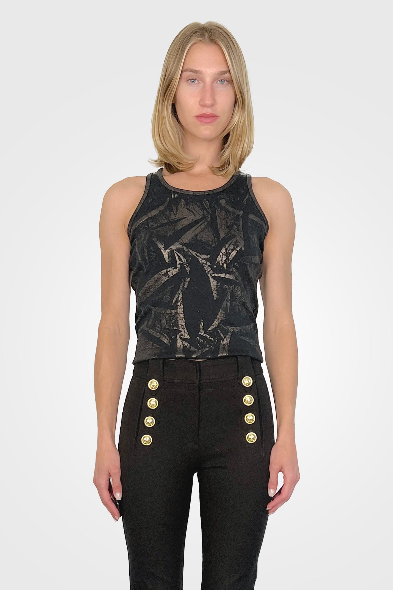 Laminated Jersey Tank - Black by Nude Italy | 25 South Boutiques
