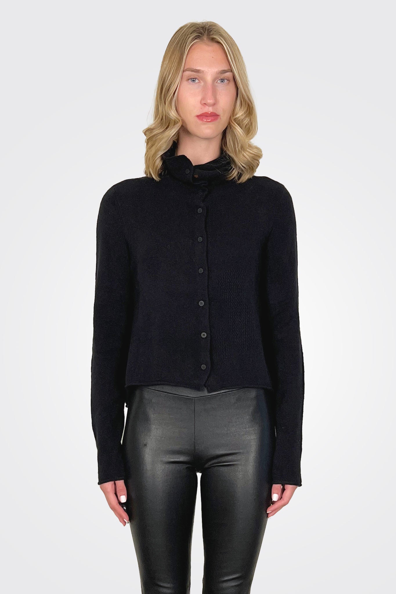 Draped Turtleneck Cardigan - Black by Rundholz | 25 South Boutiques
