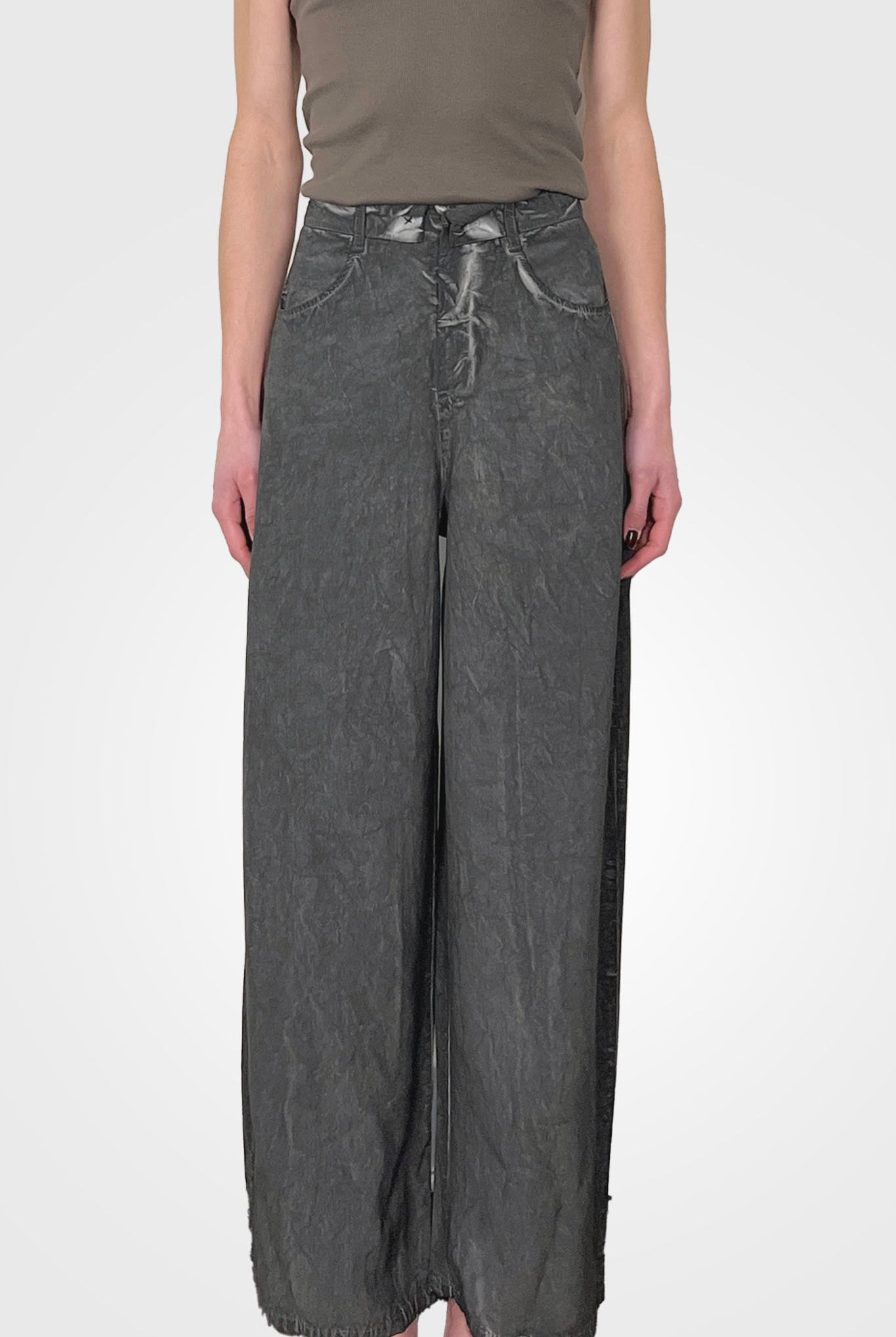 Greige Tie Dye Palazzo Trousers - Black by Transit Par-Such — alternate view