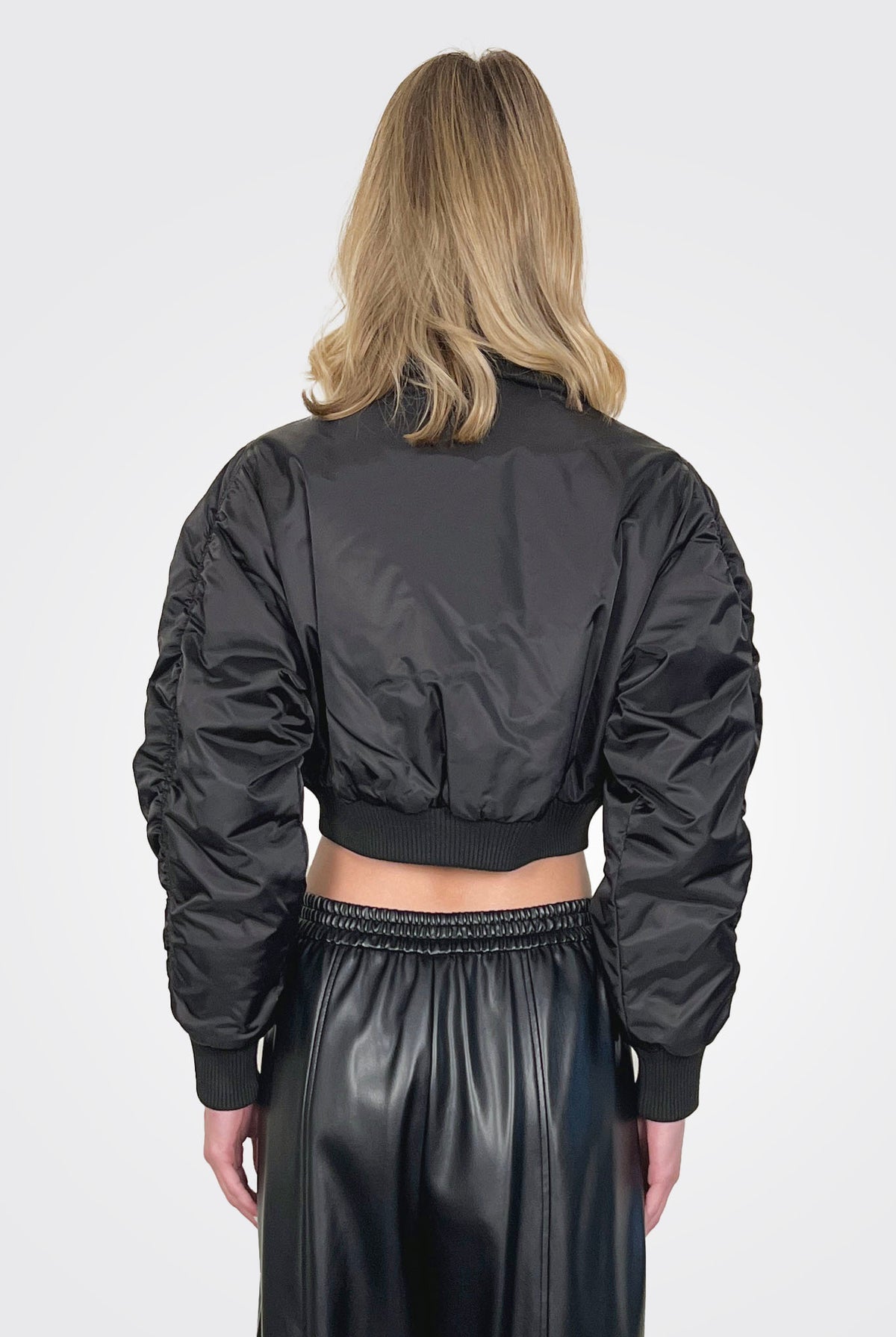 Bavette Short Satin Bomber Jacket - Black by Pinko — alternate view