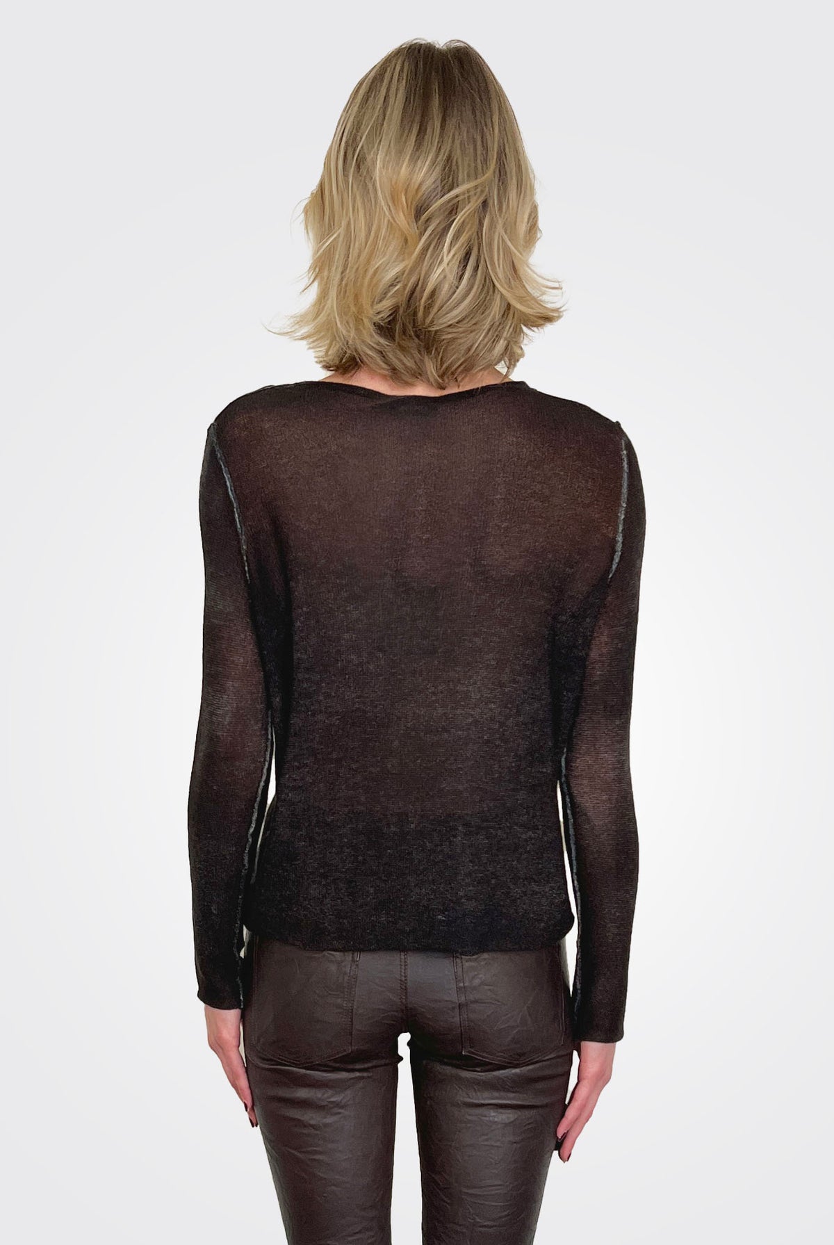 Reversible Cashmere Light Pullover - Brown Black by Avant Toi — view 4