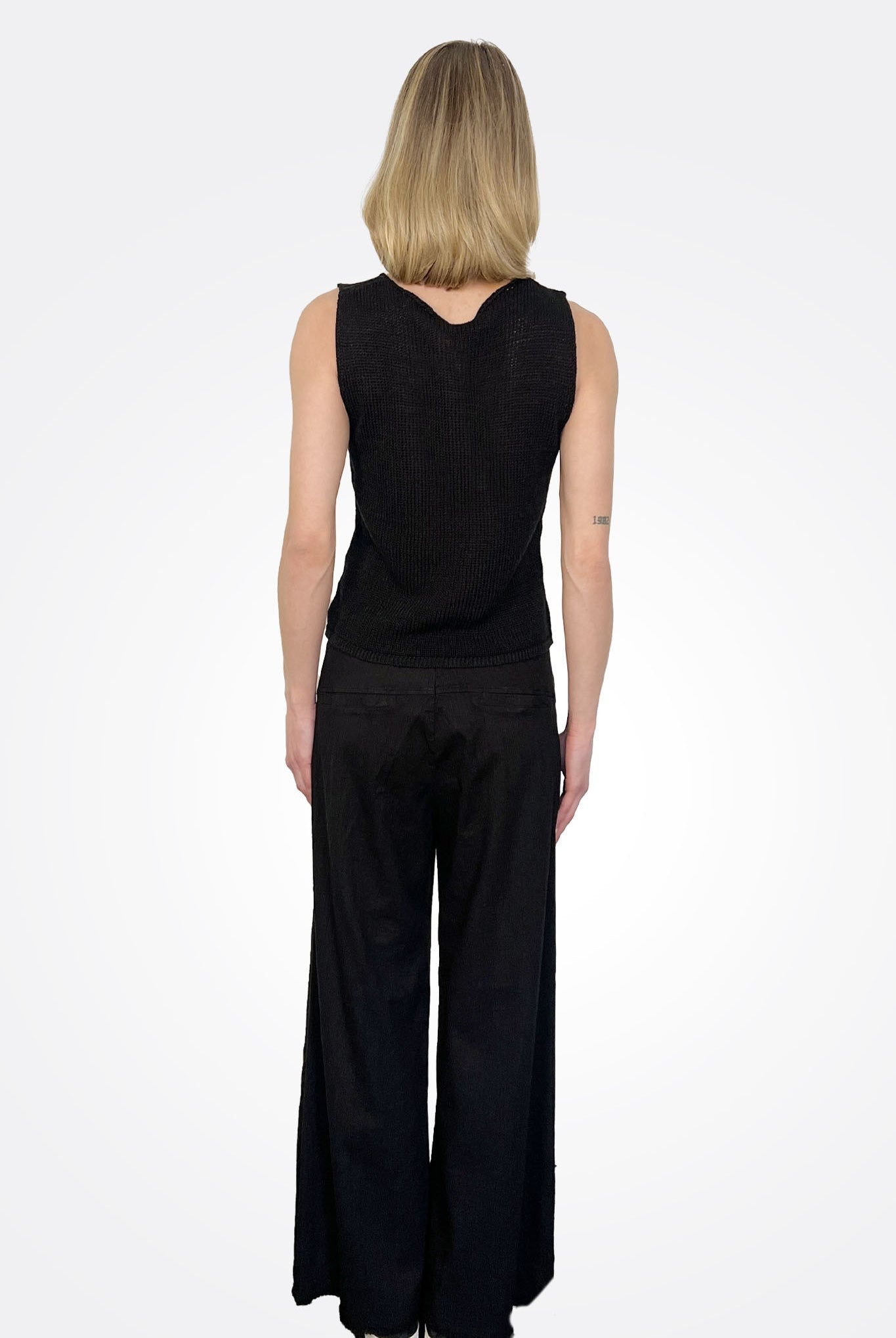Wide Leg Frayed Bottom Trousers - Black by Transit Par-Such — alternate view
