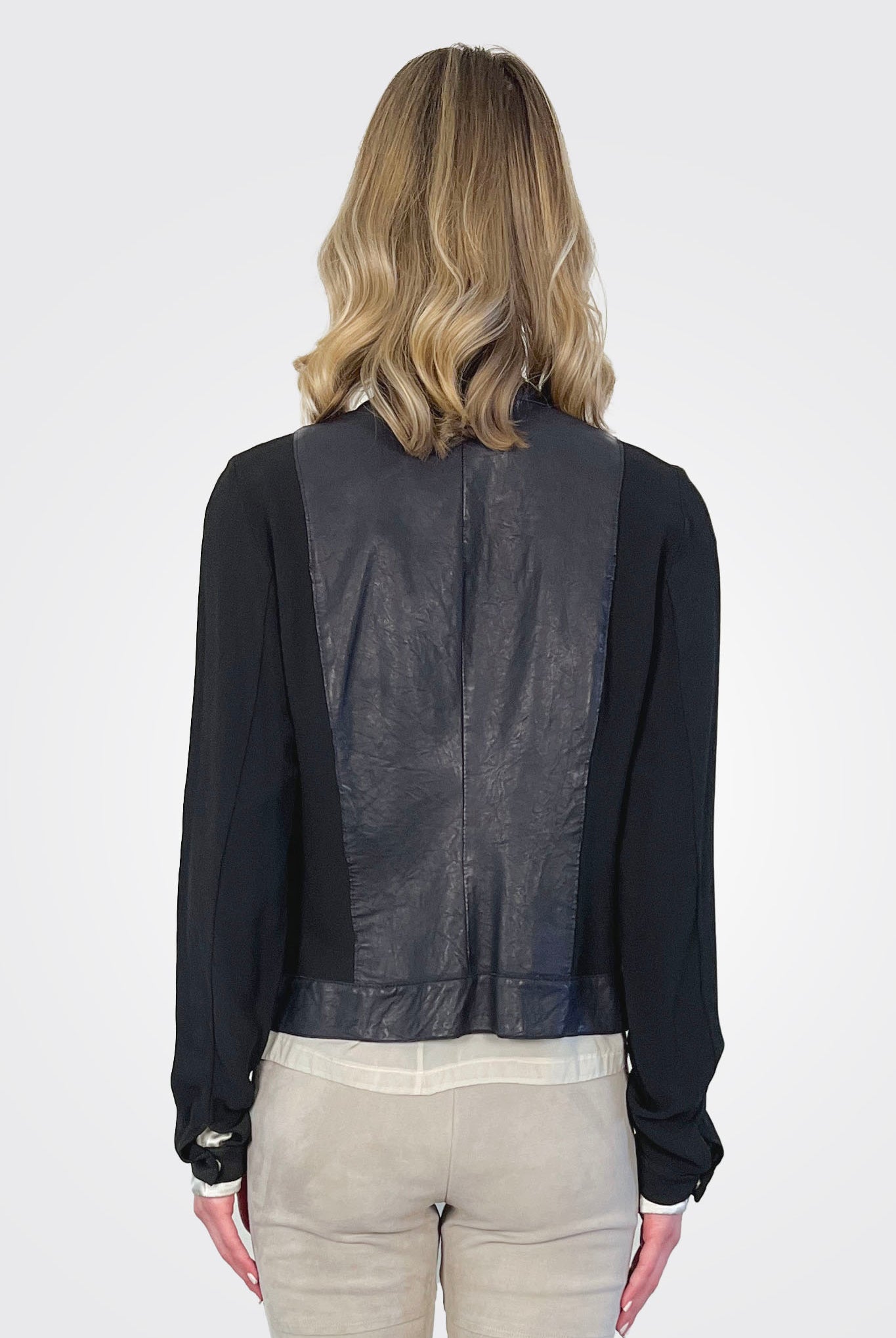Leather Mix Media Jacket - Black by Transit Par-Such — view 4