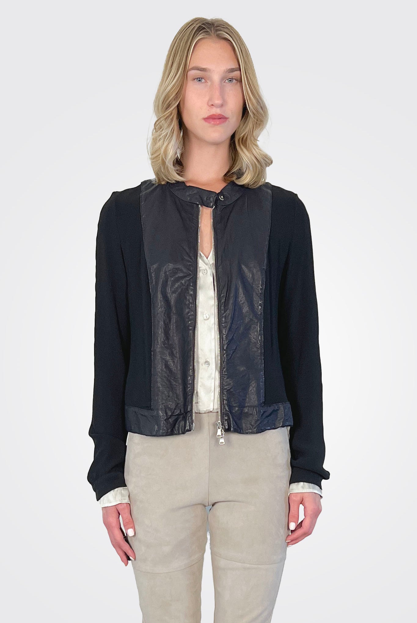 Leather Mix Media Jacket - Black by Transit Par-Such | 25 South Boutiques