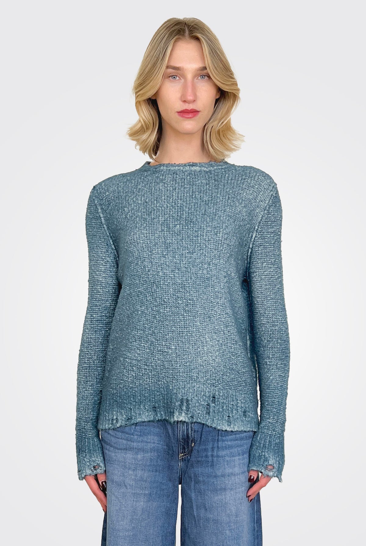 Reversible Knit Pullover - Blue Teal by Avant Toi — alternate view