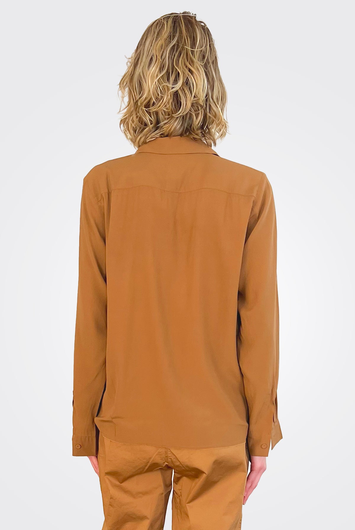 Silk Satin Shirt - Camel by Kristensen — view 5