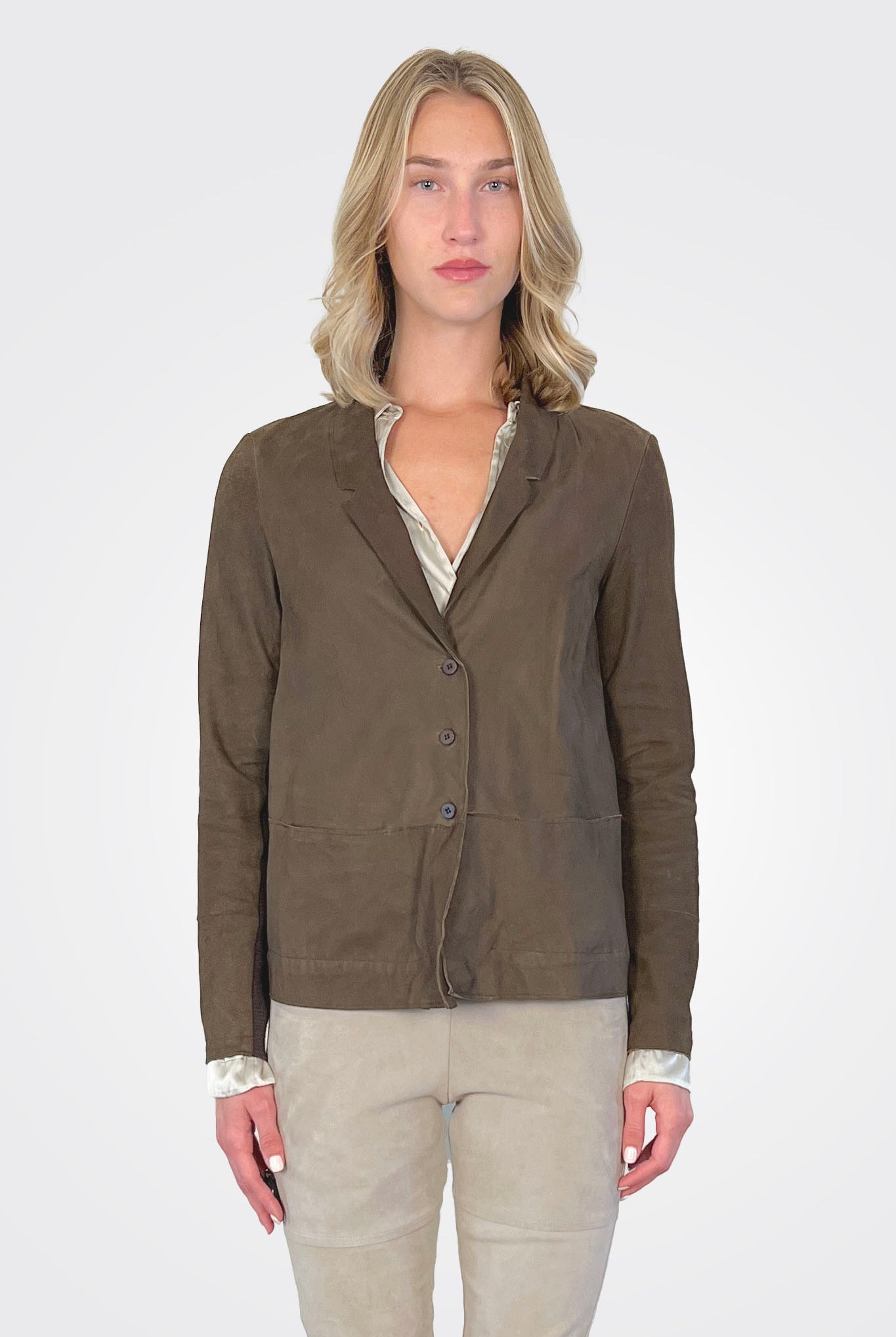 Leather Mixed Jacket - Brown by Transit Par-Such — alternate view