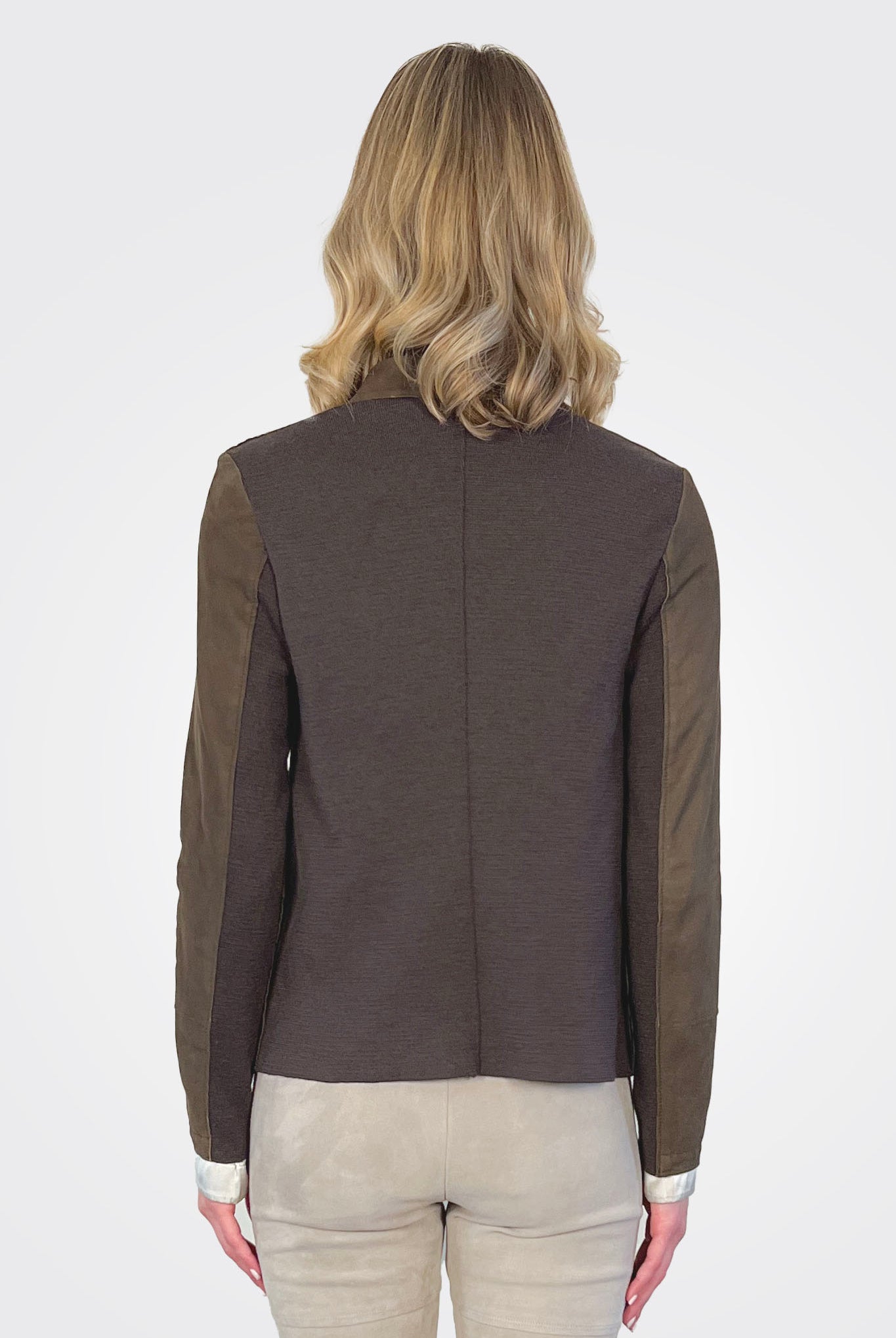 Leather Mixed Jacket - Brown by Transit Par-Such — view 3