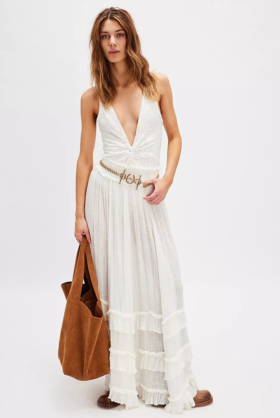Brynn Maxi Skirt - White by Free People | 25 South Boutiques
