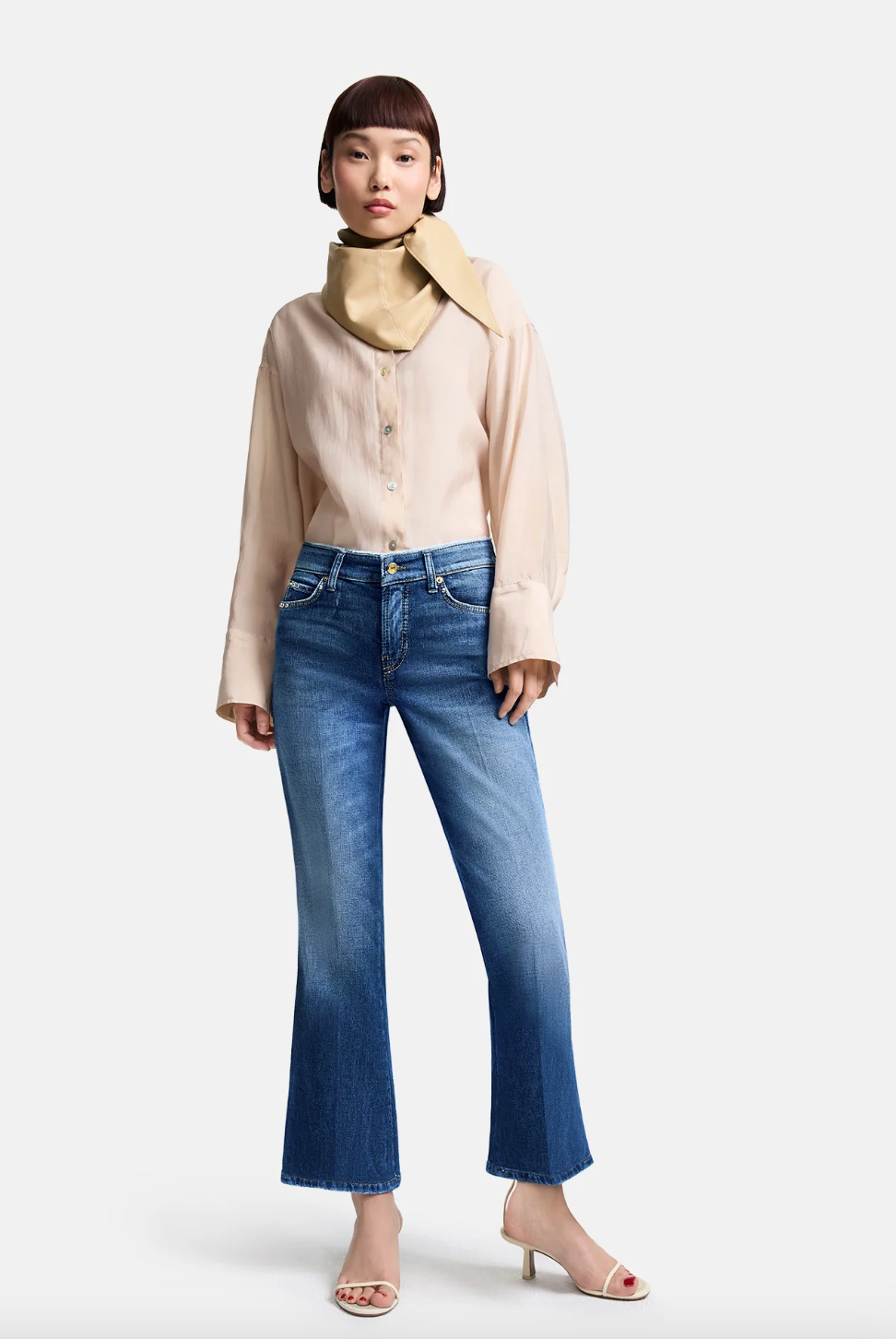 Francesca Flared Fit Cropped Jeans - Hemp Authentic Fringe by Cambio — alternate view