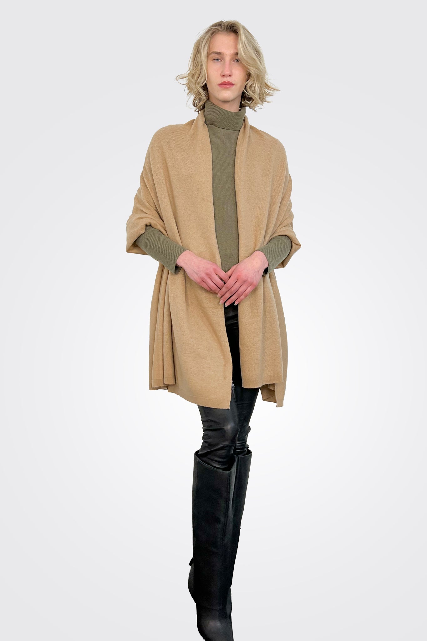 Cashmere Luxe Travel Wrap - Baby Camel by Alashan Cashmere — view 5