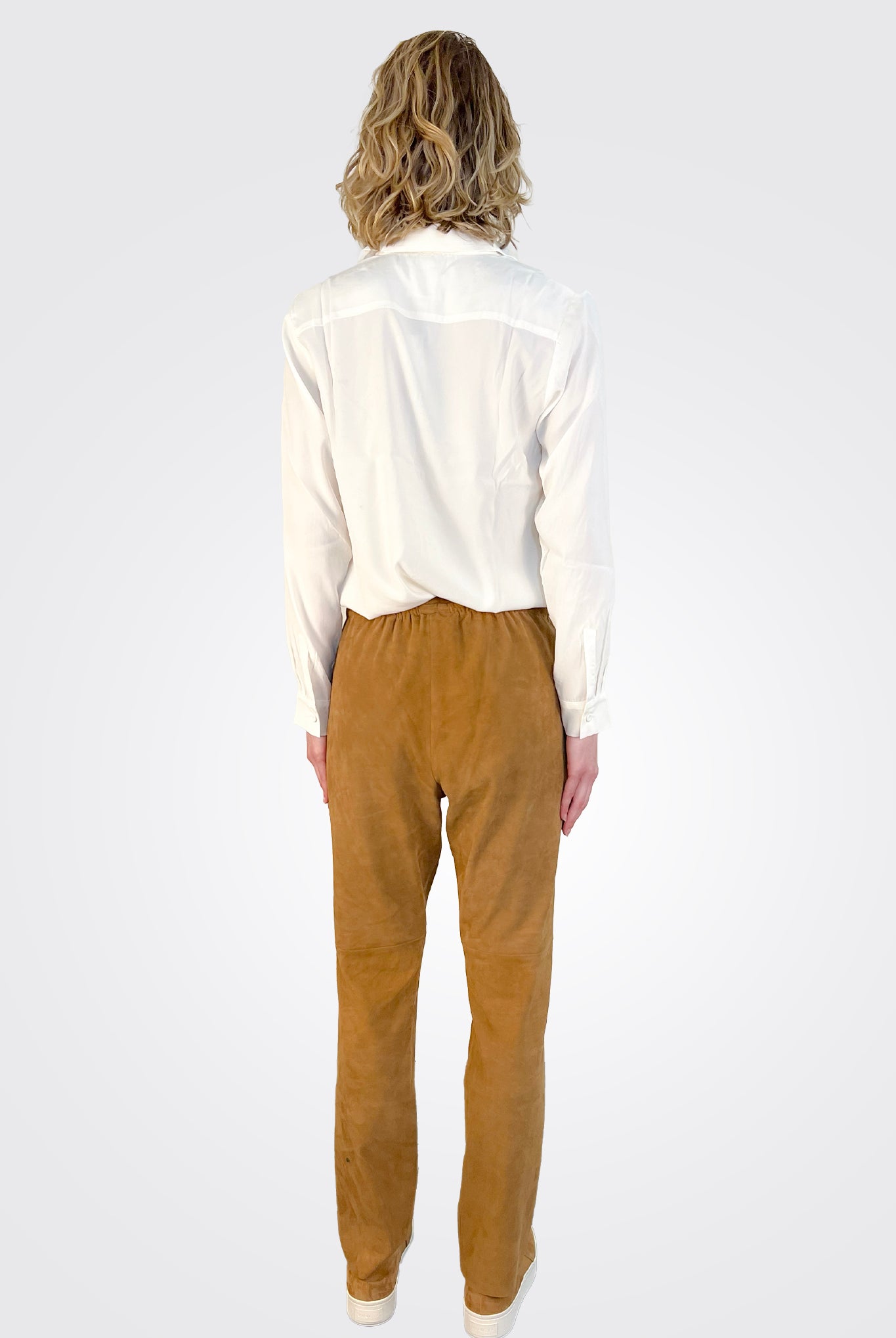 Suede Straight Leg Pants - Camel by Kristensen — view 3