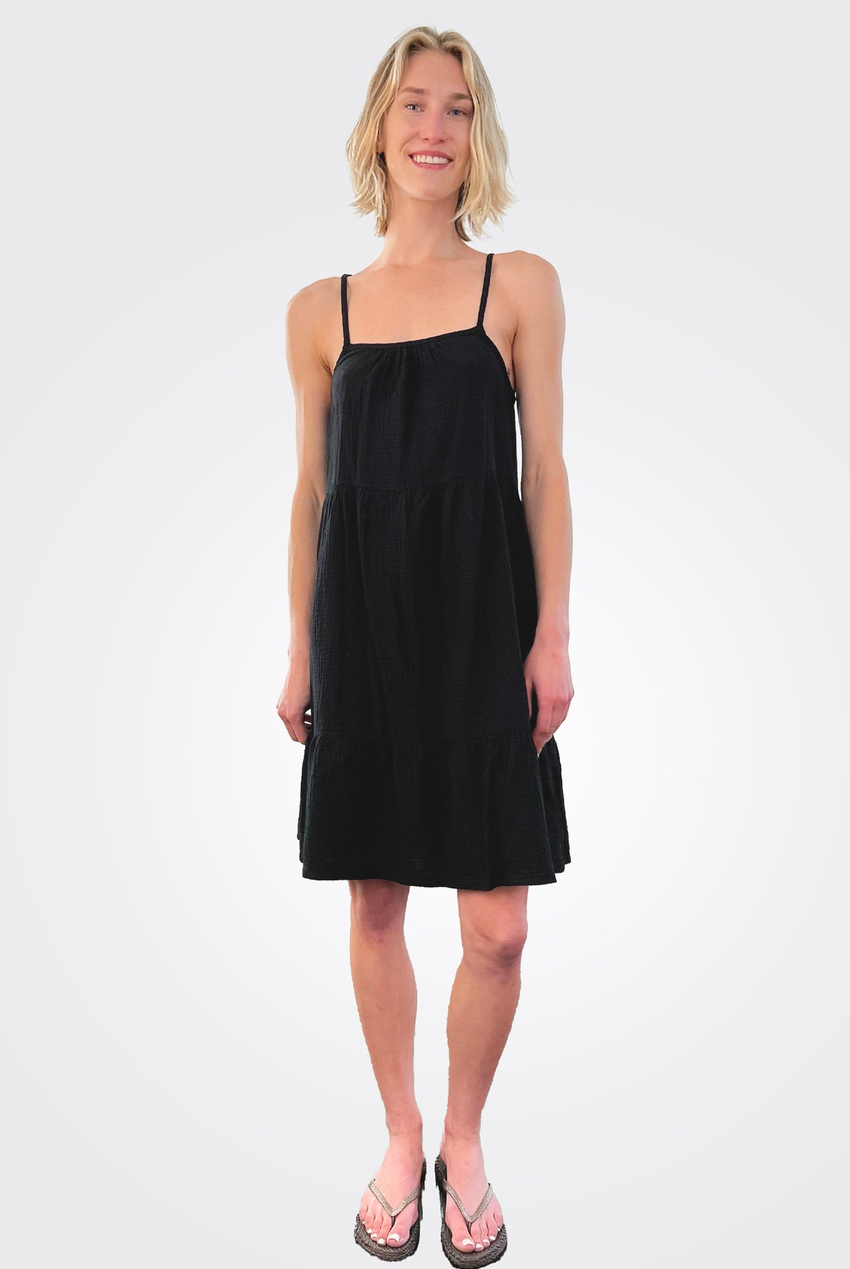 Cami Tiered Dress - Black by Bobi | 25 South Boutiques