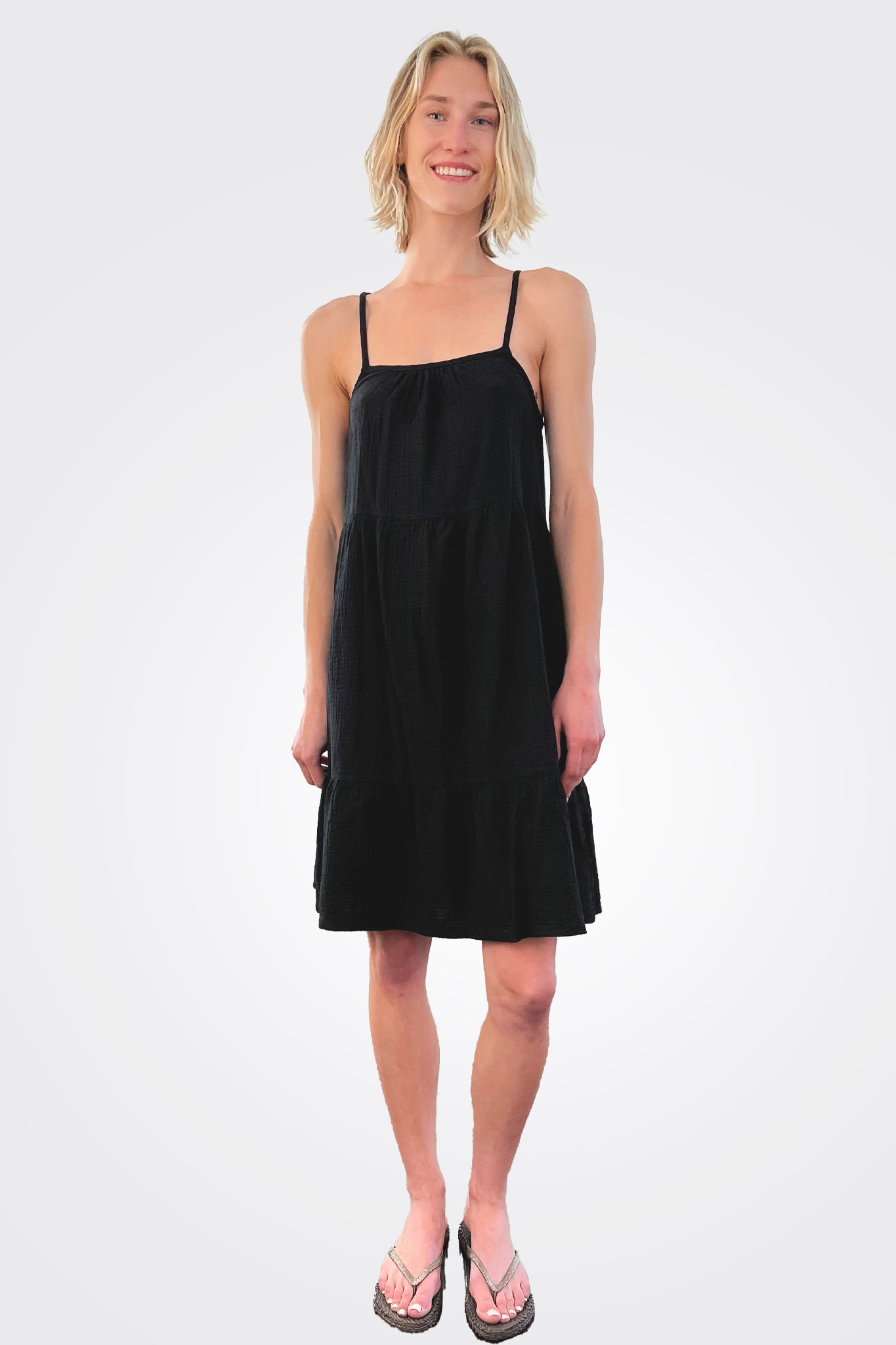 Cami Tiered Dress - Black by Bobi | 25 South Boutiques
