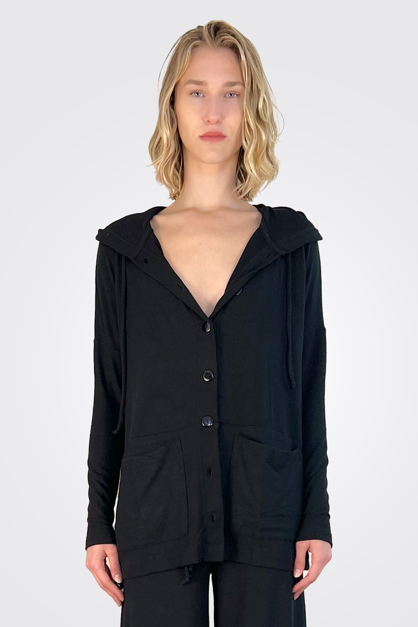 Hooded Cardigan - Black by Stark X | 25 South Boutiques