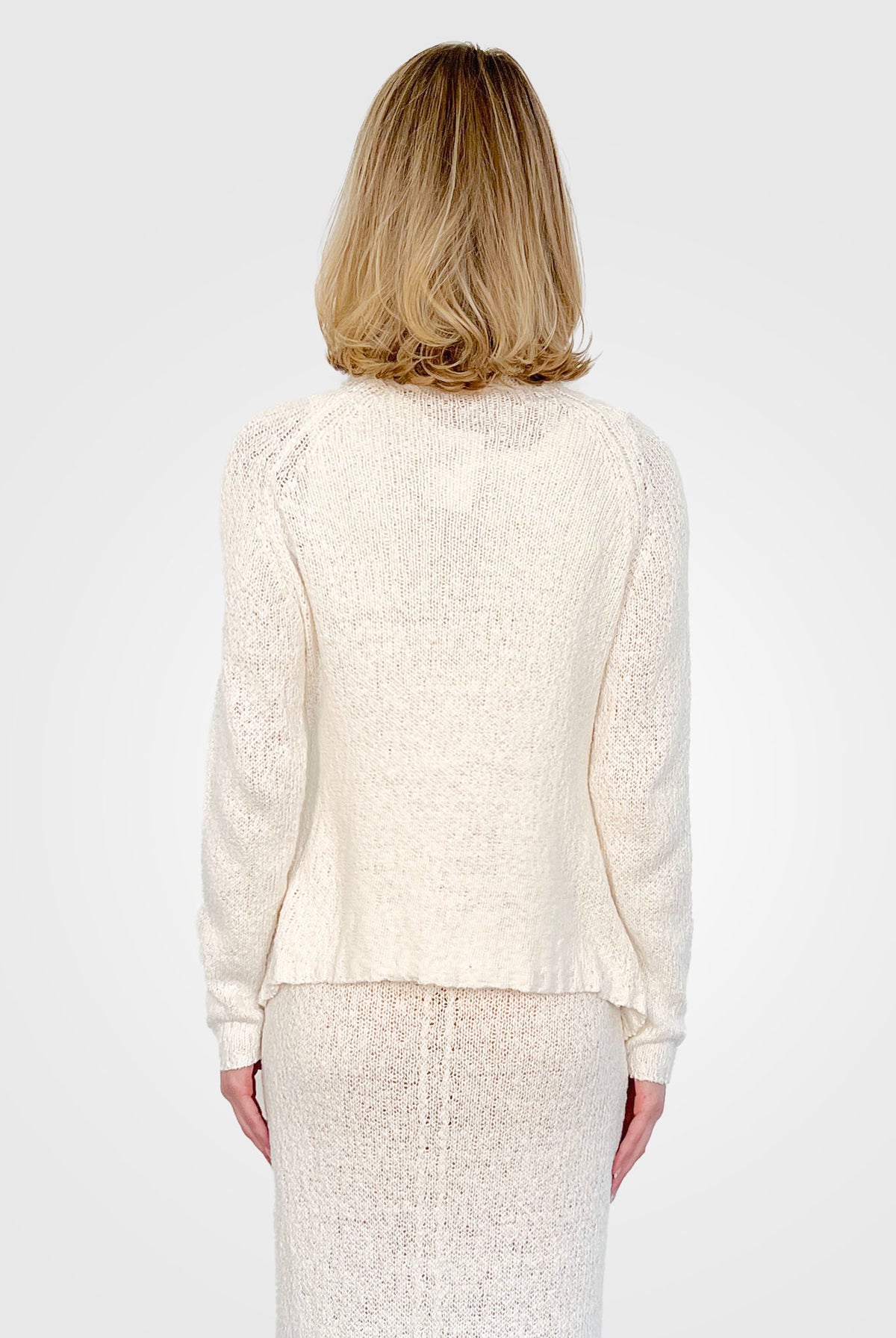 Cotton Linen Silk Cardigan - Natural by Kristensen — alternate view